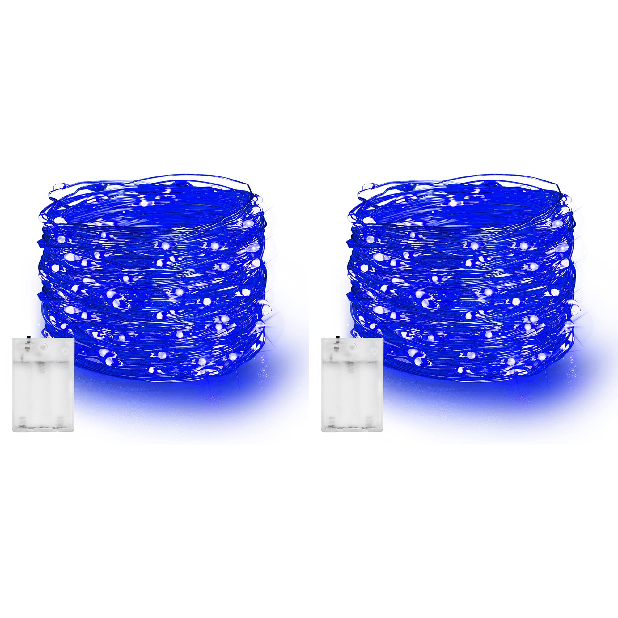 Dazzle Bright 20 Ft Battery Operated Fairy Lights, 60 Led Waterproof Silver Wire String Lights, Blue - Perfect For Indoor/Outdoor Decor