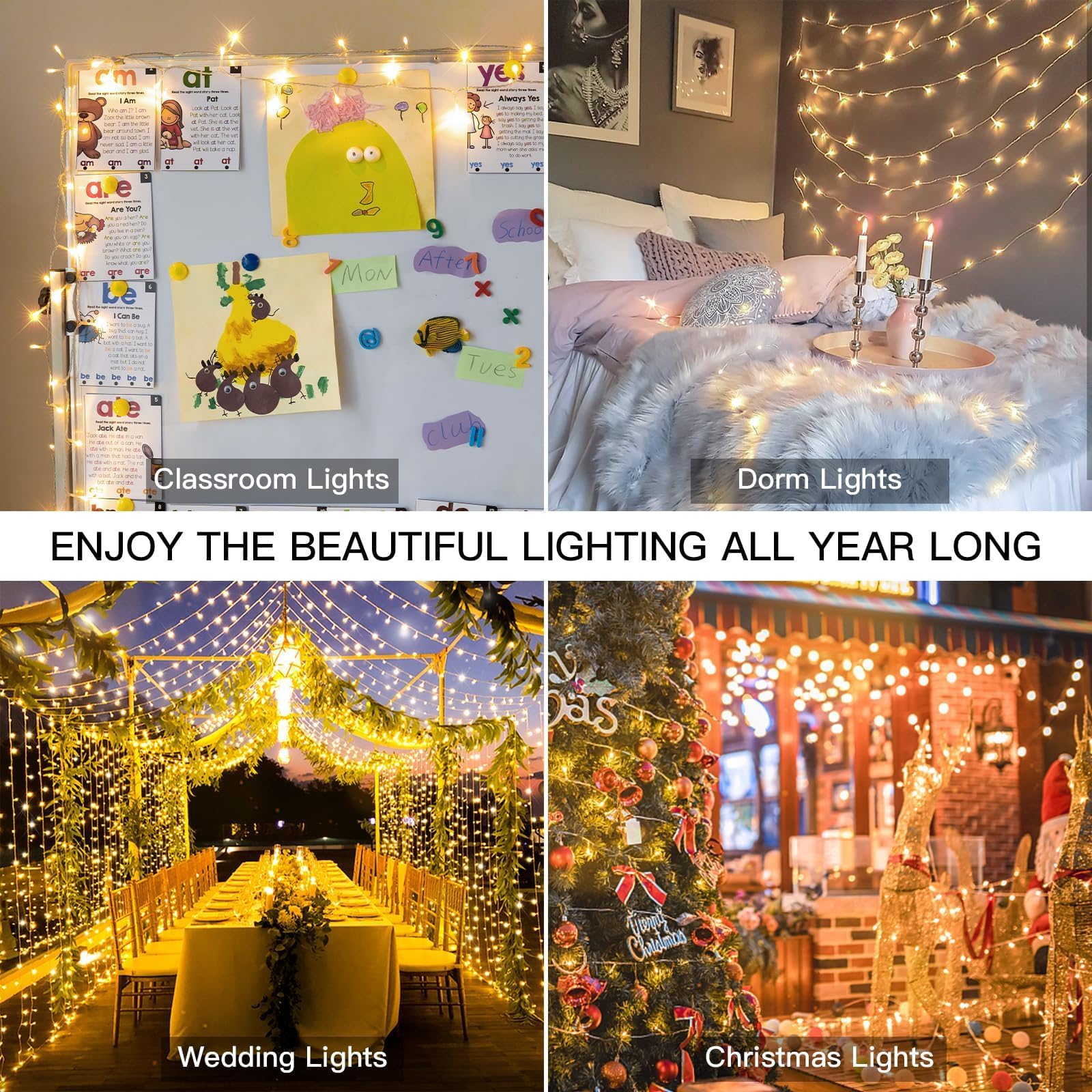 Suddus 300 Led Christmas Lights - Outdoor & Indoor, Warm White, 99Ft Connectable Tree Lights For Xmas Holiday Yard Party Porch D