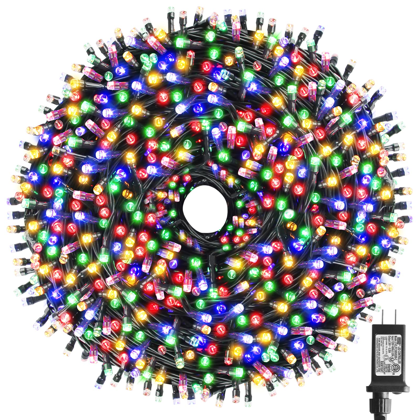 XTF2015 262FT 800 LED Christmas String Lights  Christmas Lights Plug 8 Modes Memory Function with Timer  UL Certified Outdoor Indoor Fairy Light Christmas Tree  Patio  Party (Multicolor)