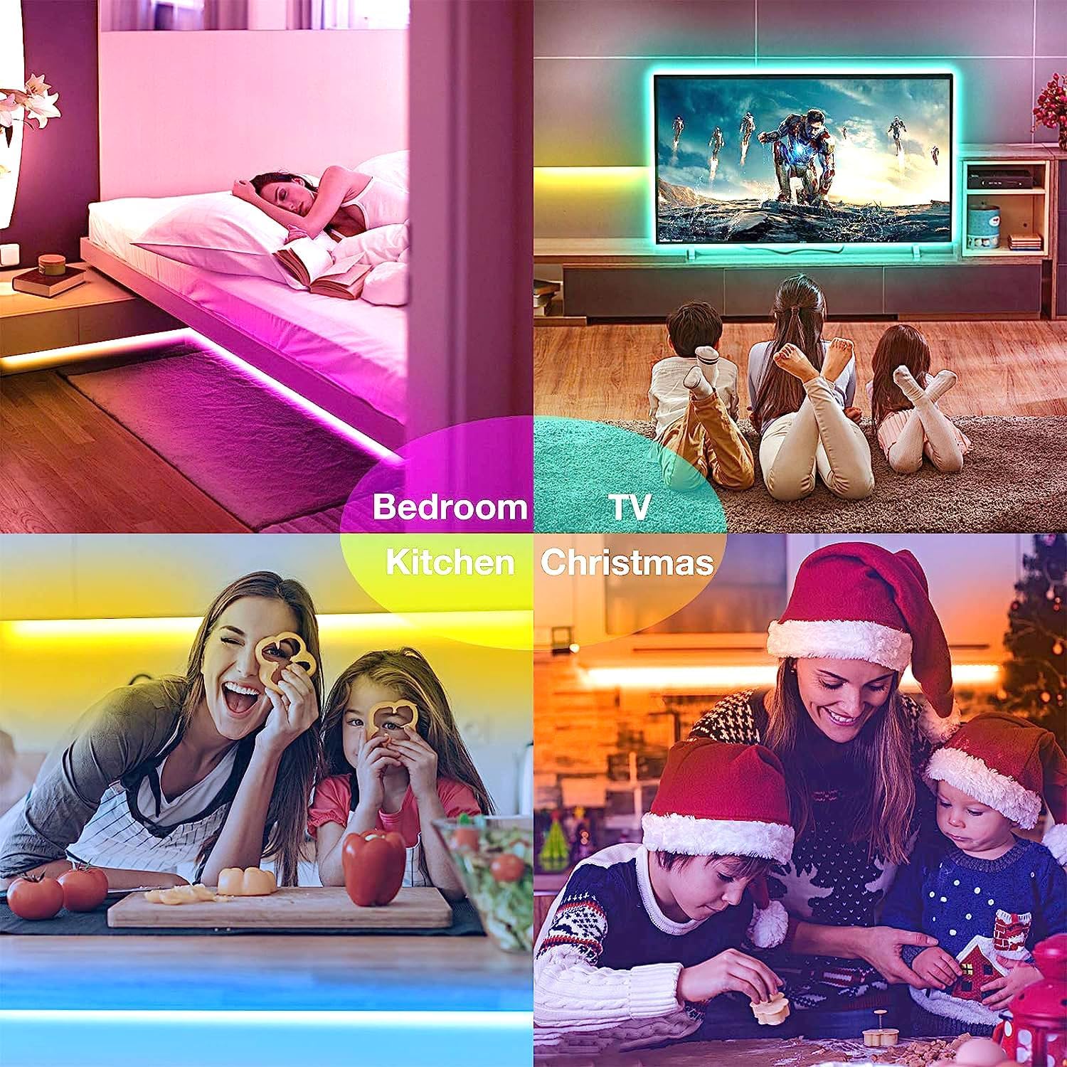 hyrion Smart LED Light Strips 200ft, WiFi, Multicolor, Sound Activated, Syncs with Alexa & Google, Model AHC50741524G