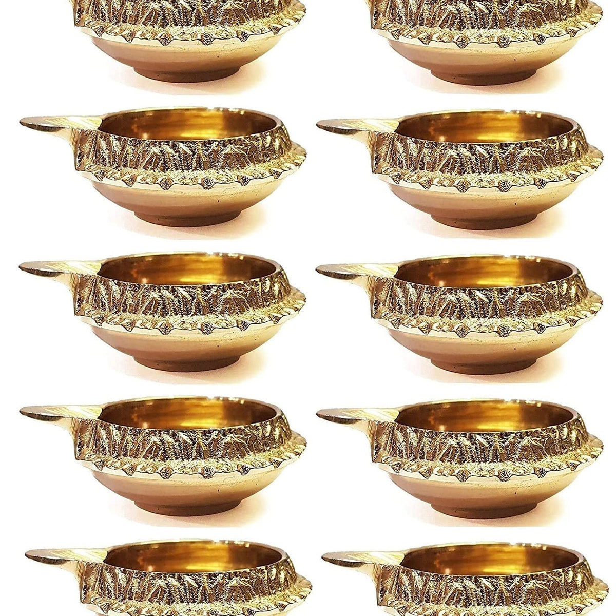 100% Pure Virgin Brass Diwali Diya Indian Pooja Oil Lamp - Golden Engr ...