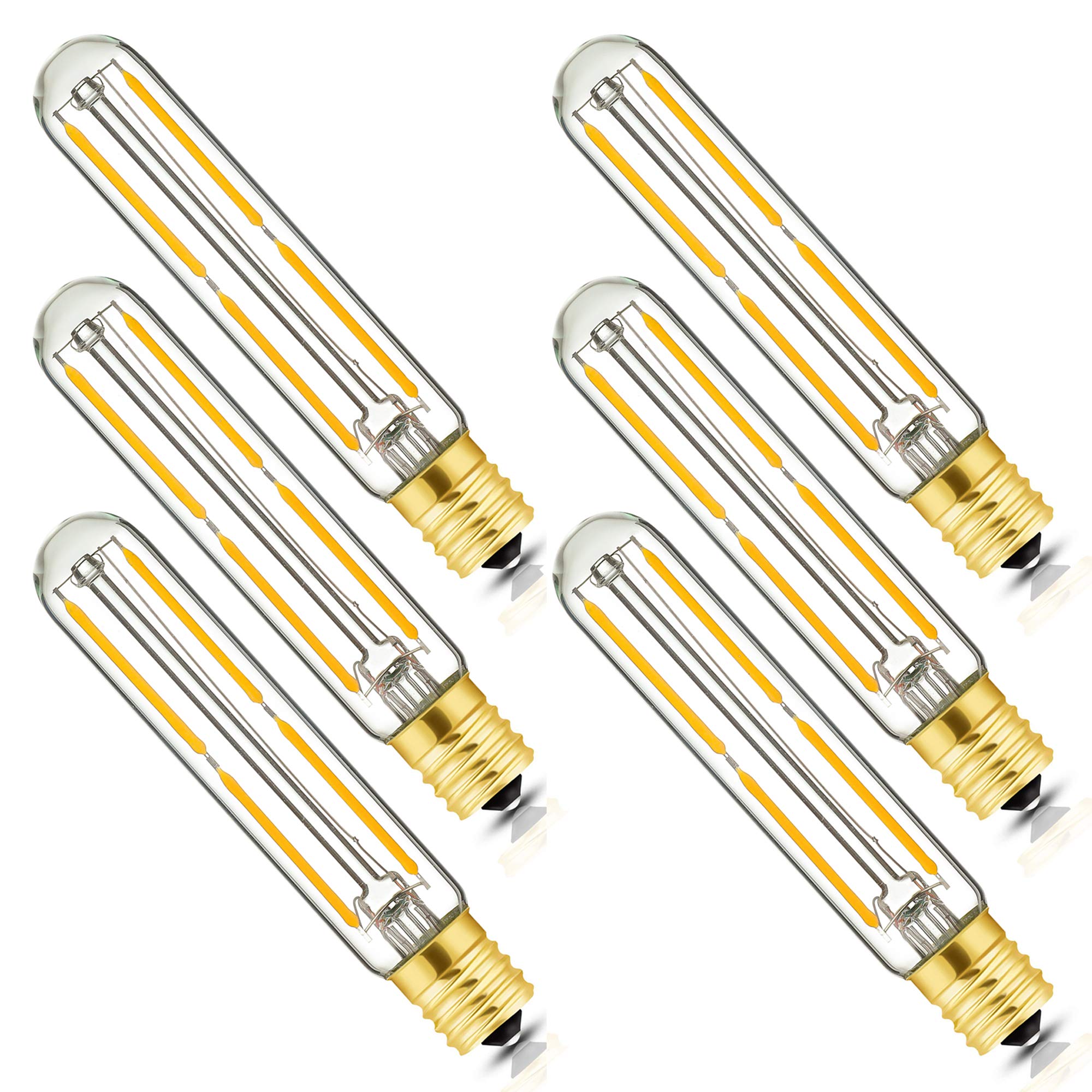 E17 T6.5 Led Tubular Filament Bulb,Dimmable 4W Led Tube Bulbs, 500Lm, 2700K Warm White, 40 Watt Incandescent Bulb Equivalent, Fo