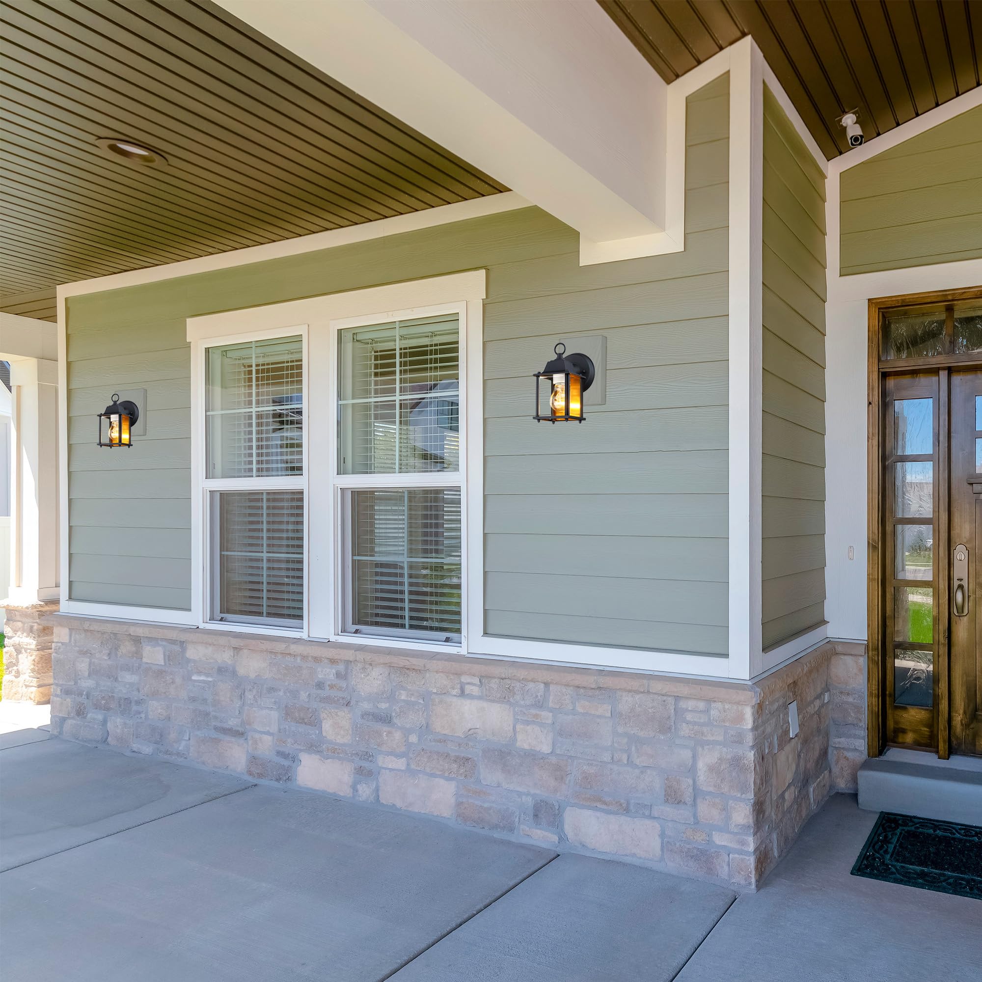 Designers Fountain Ivy Trail Outdoor Patio Lights, Pack Of 2 Exterior Wall Sconce, Clear Glass Light Fixture Set, Black