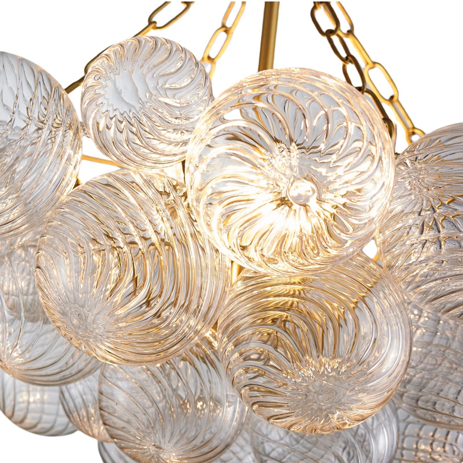 SM Saint Mossi 5-Light Bubble Ball Glass Chandelier, Clear with Gold Canopy, Nordic Modern Design, Model SM-DY-24016