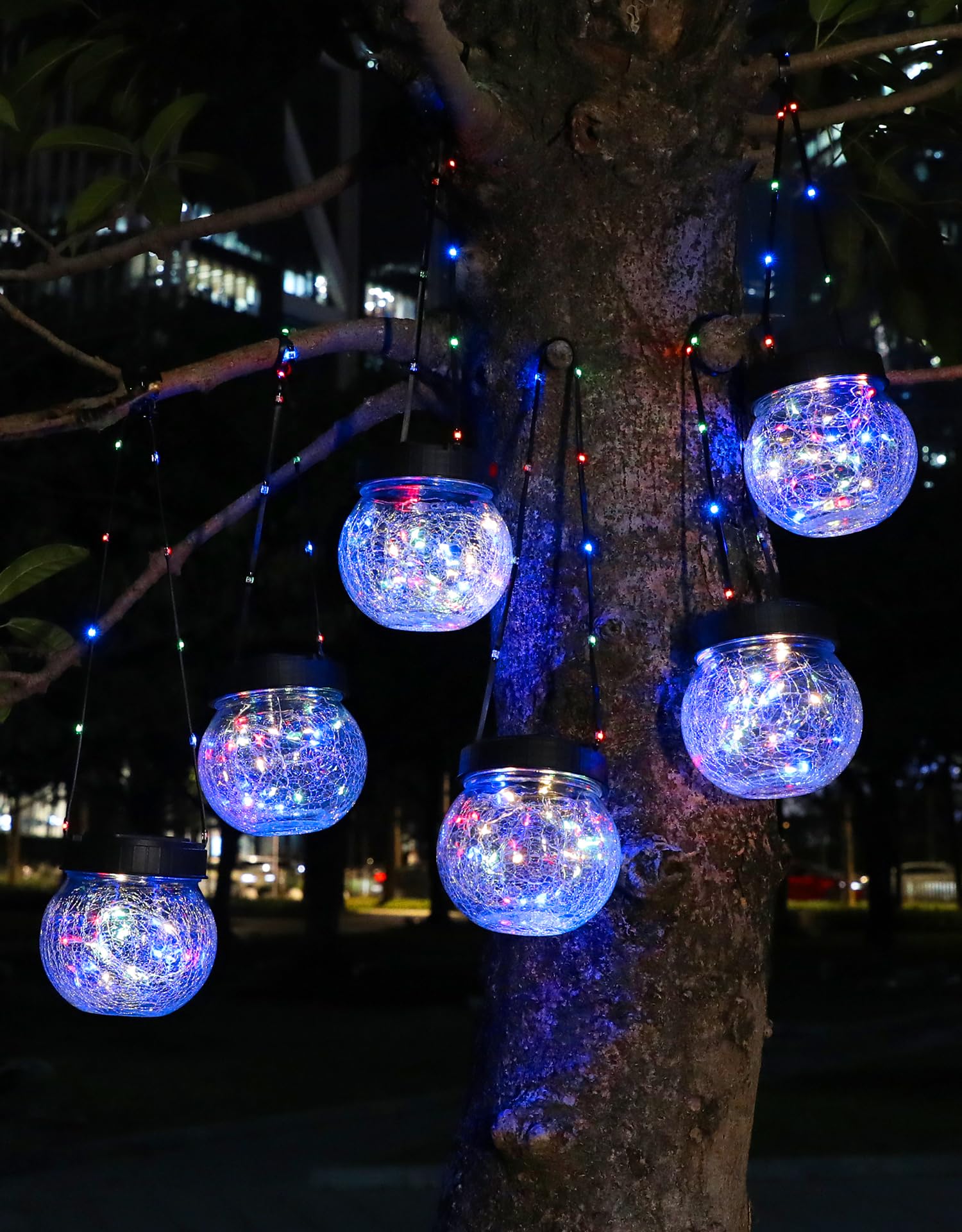 PARTPHONER Solar Lanterns 18-Pack, Waterproof  ed Glass Hanging Lights, RGB Color, Model PASO052BBI
