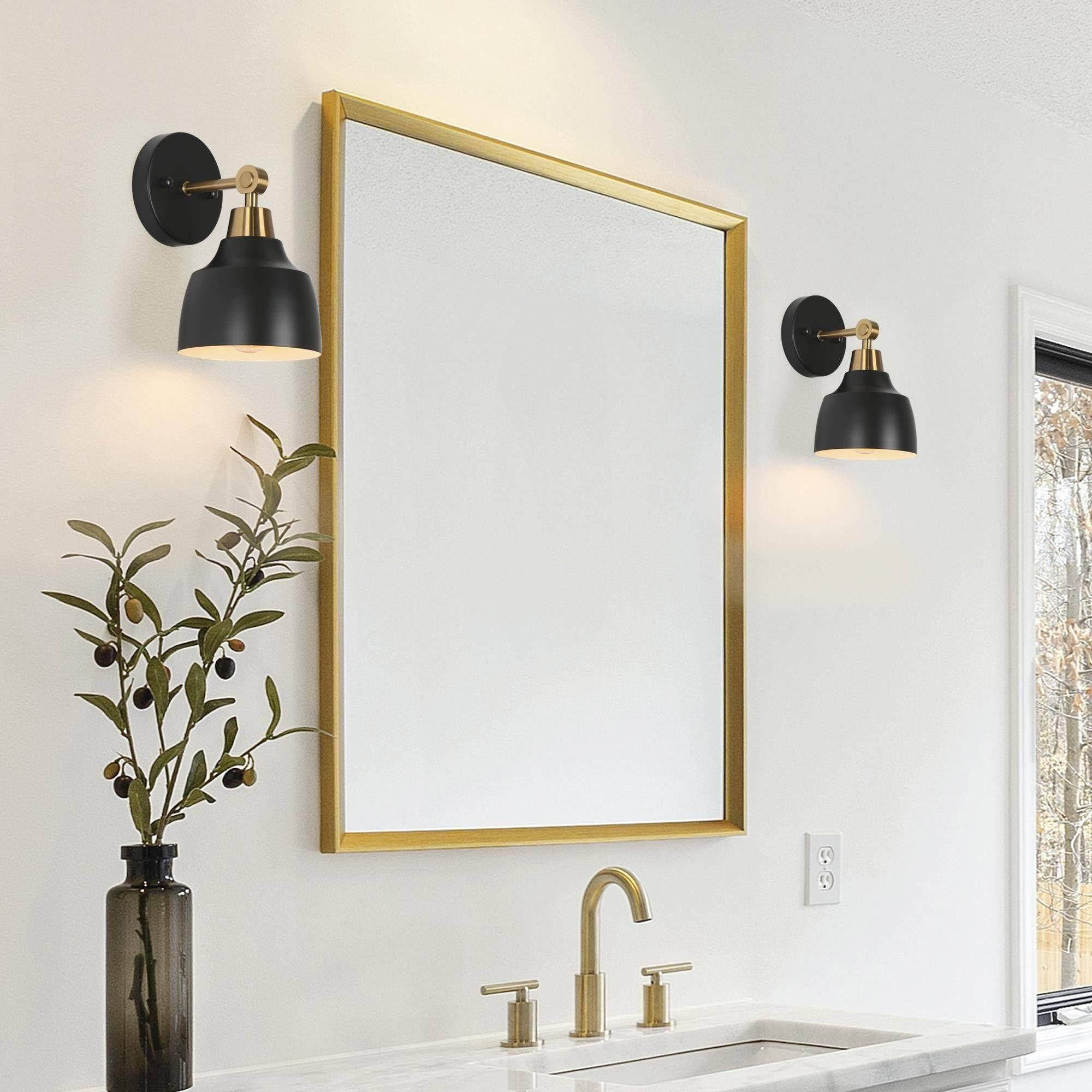 Ksana Sconces Wall Lighting, 1-Light Black And Gold Wall Sconce Light, Modern Metal Bedroom Bathroom Wall Sconces Indoor
