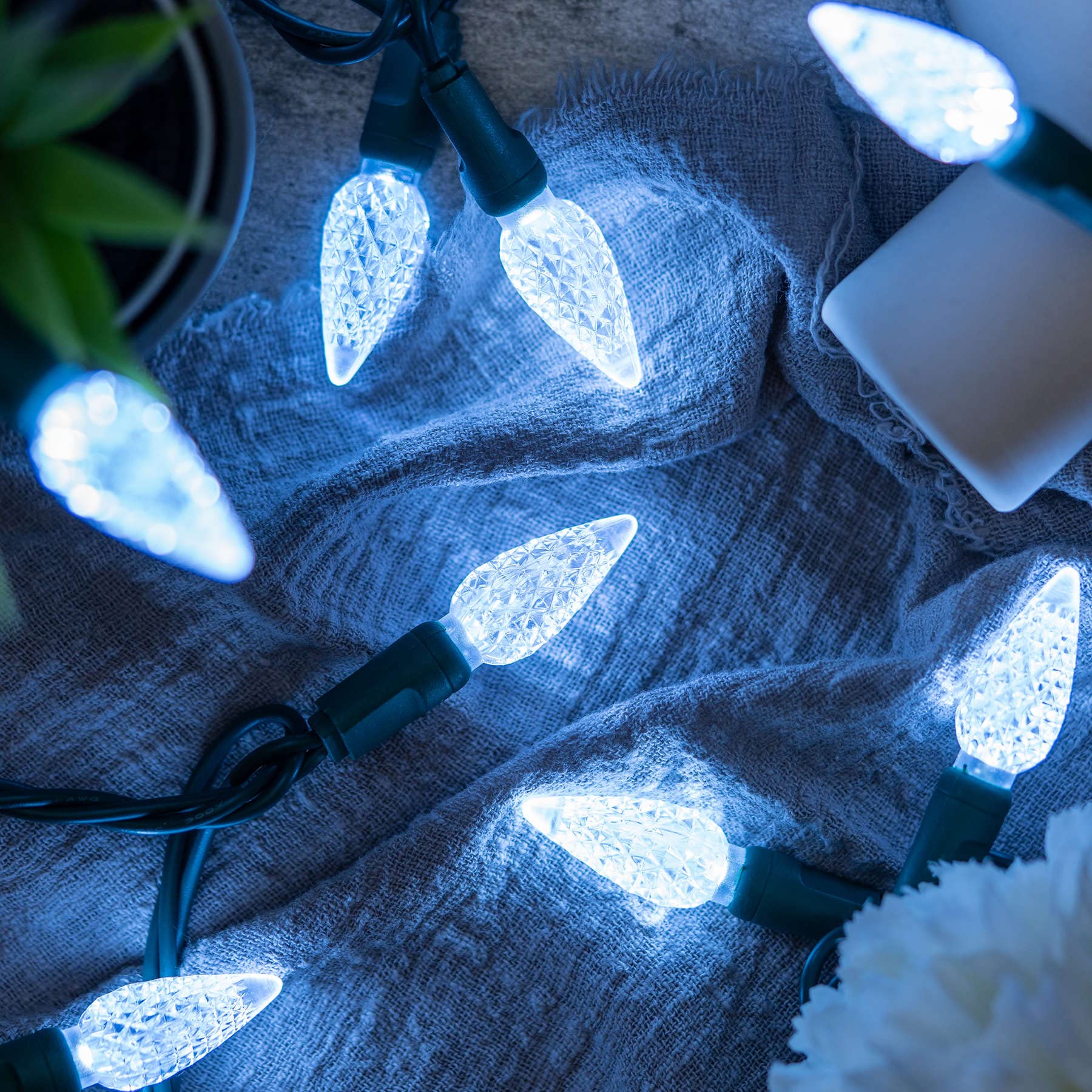 Yuletime Cool White C6 Strawberry Led Christmas Lights, 33 Ft 100 Count 4'' Spacing One-Piece High Waterproof Ul Certified Strin