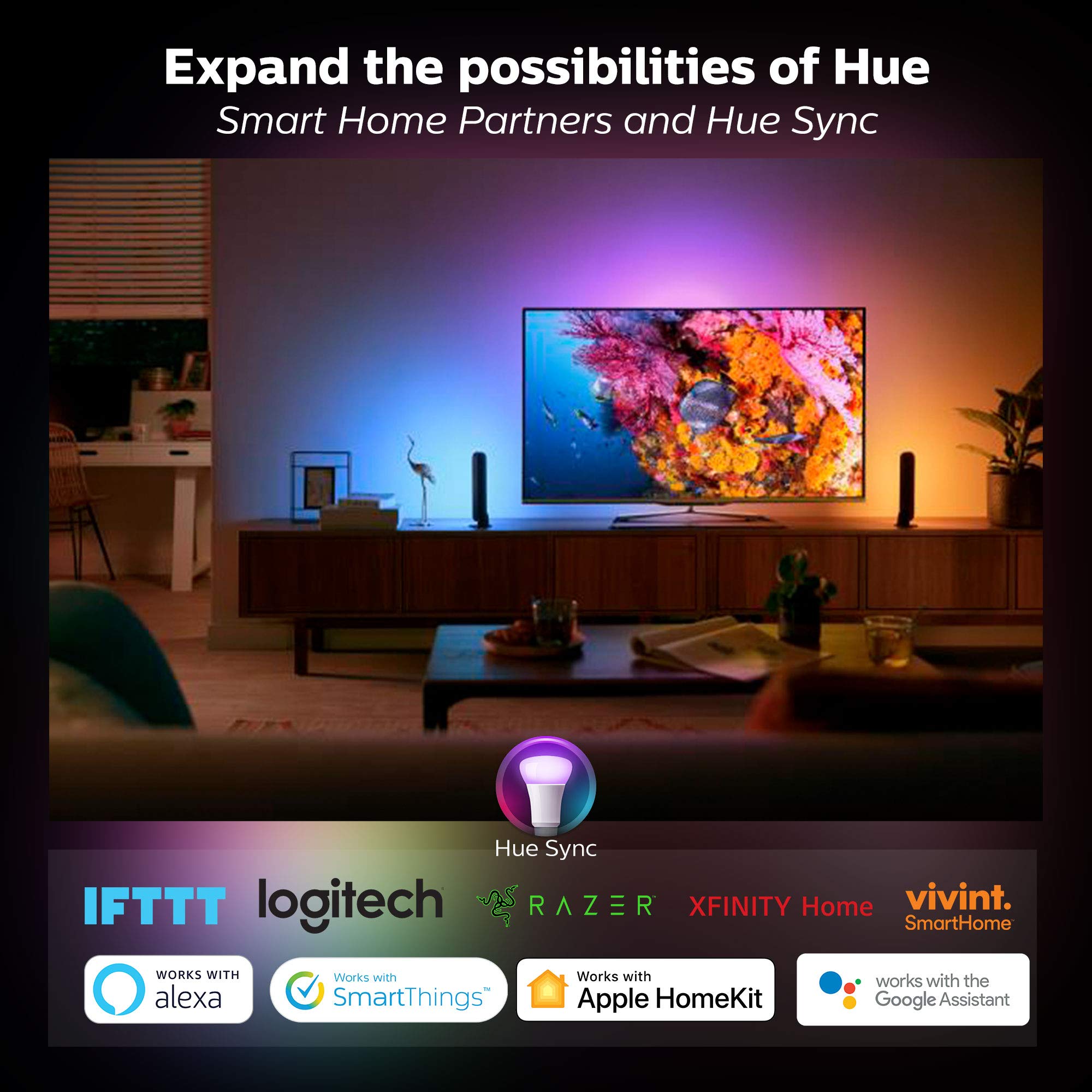 Philips Hue White A19 LED Smart Light Bulb Starter Kit, 2 Count, Dimmable, Works with Alexa, Apple HomeKit, Google Assistant