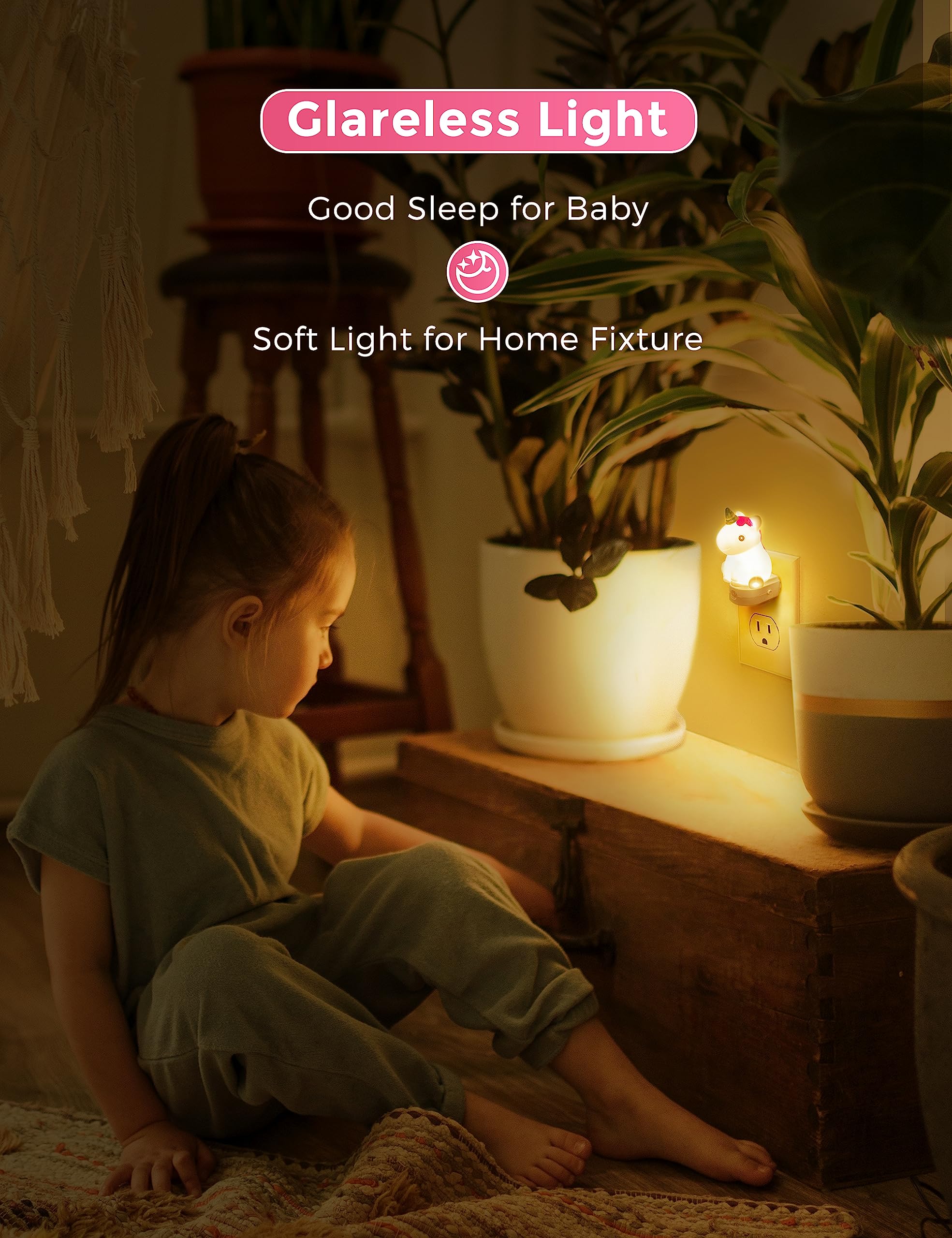 L Lohas Led Plug-In Night Light For Kids  Cute Color Changing Led Night Light With Dusk To Dawn Sensor  Christmas  Birthday Gift Nightlight For Girls & Kids  Room Decor