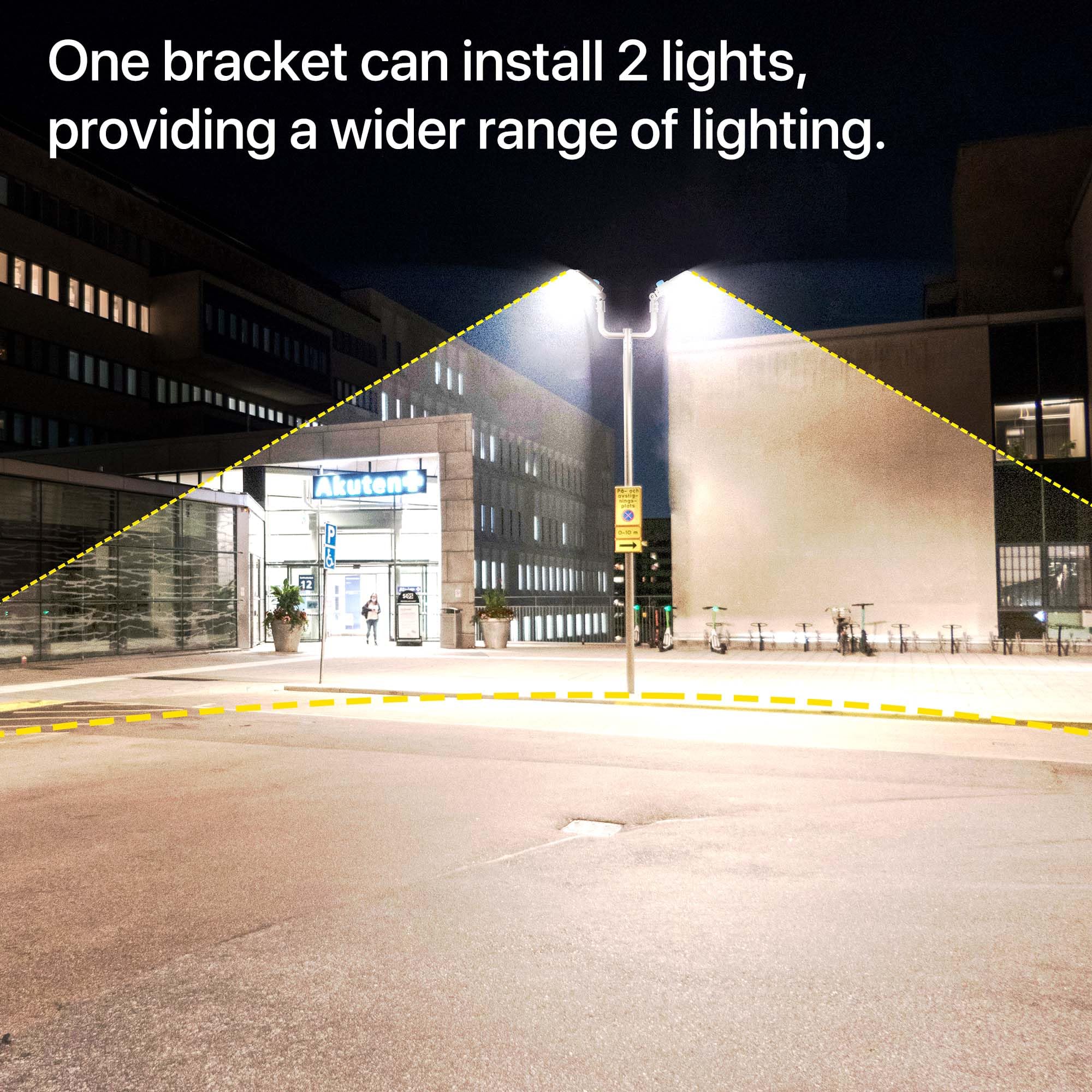 HYPERLITE Double Bullhorn Bracket for Parking Lot Light, 2 3/8" Mount, Bronze, Model HP-LA-AA01