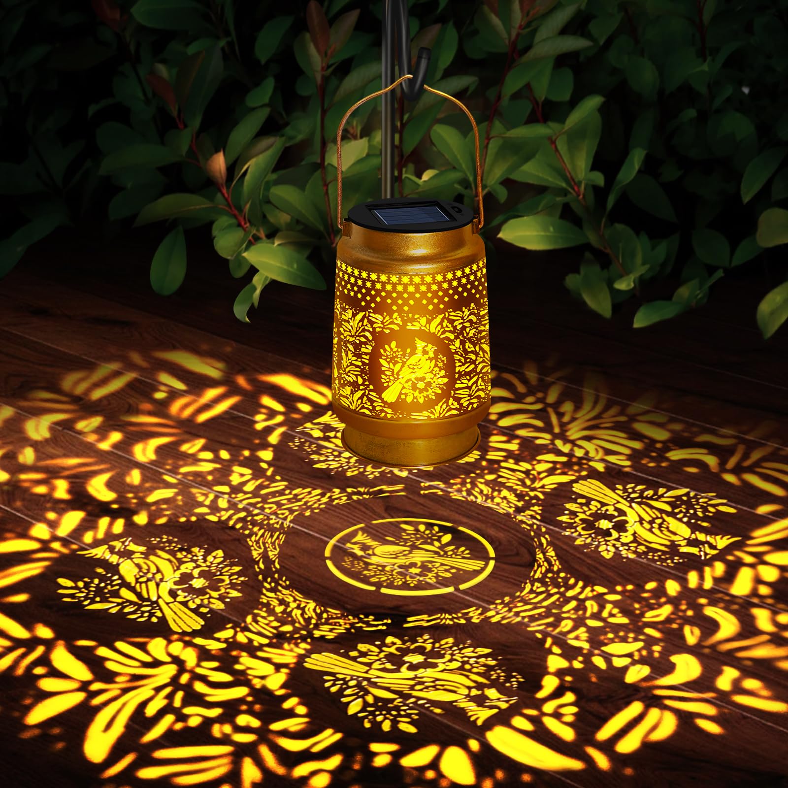 Solar Lanterns Outdoor Waterproof Hanging Solar Lights, Cardinal Garden Decor Birthday Gifts For Women Mom, Hanging Metal Garden