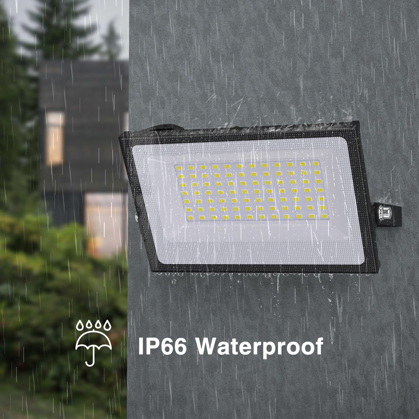 Onforu 60W LED Flood Light, 8400lm Bright, 6500K Daylight White, IP66 Waterproof, Black, 2 Pack, Model D50