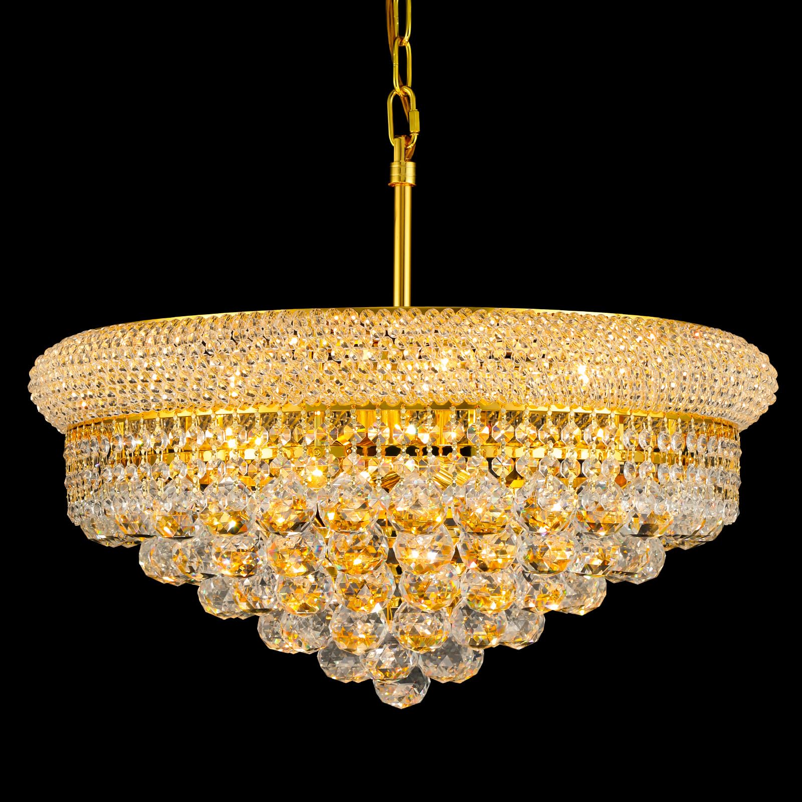 Crystal Chandeliers for Dining Room Light Fixtures Over Table  Empire Style k9 Crystal Chandelier for Bedroom  9 Lights Gold Elegant Lighting Fixtures for Living Room Kitchen lsland Entryway D22 Inch
