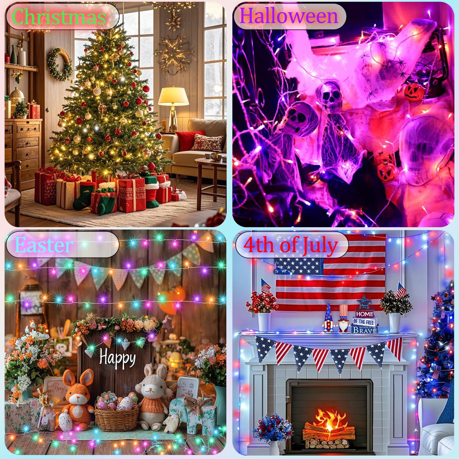 300 Led Color Changing Christmas Lights  35 Colors 98Ft String Lights Halloween Decorations  Waterproof Twinkle Fairy Light Clear Wire For Bedroom Indoor Outdoor Holiday Xmas Tree Wedding Party