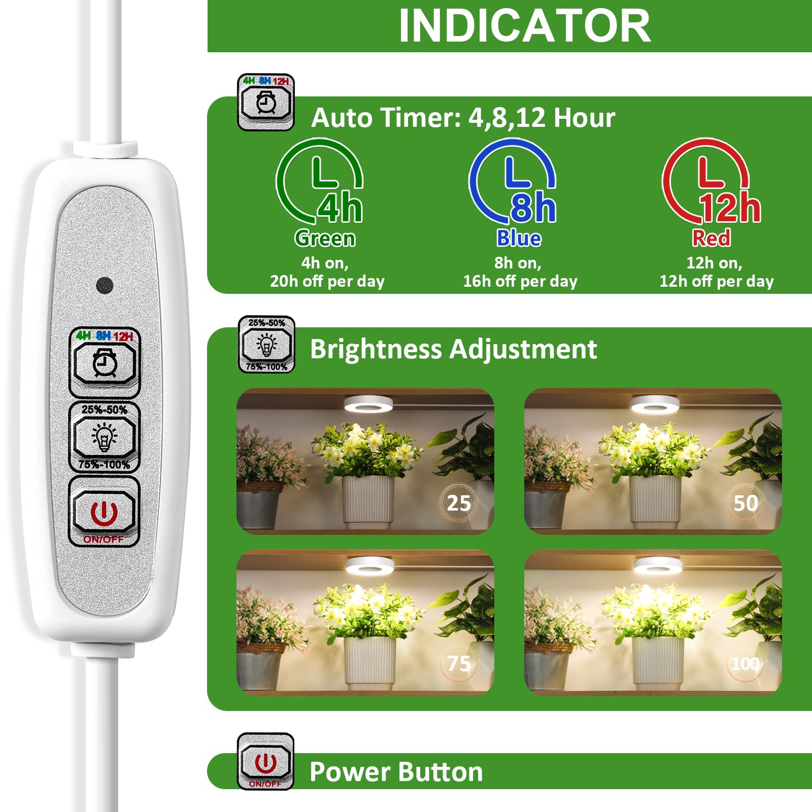 SAVILER 3.54 Dual-Head Ceiling Grow Light for Indoor Plants, 96 LEDs, Timer & Dimmable Brightness, White Under Cabinet Light