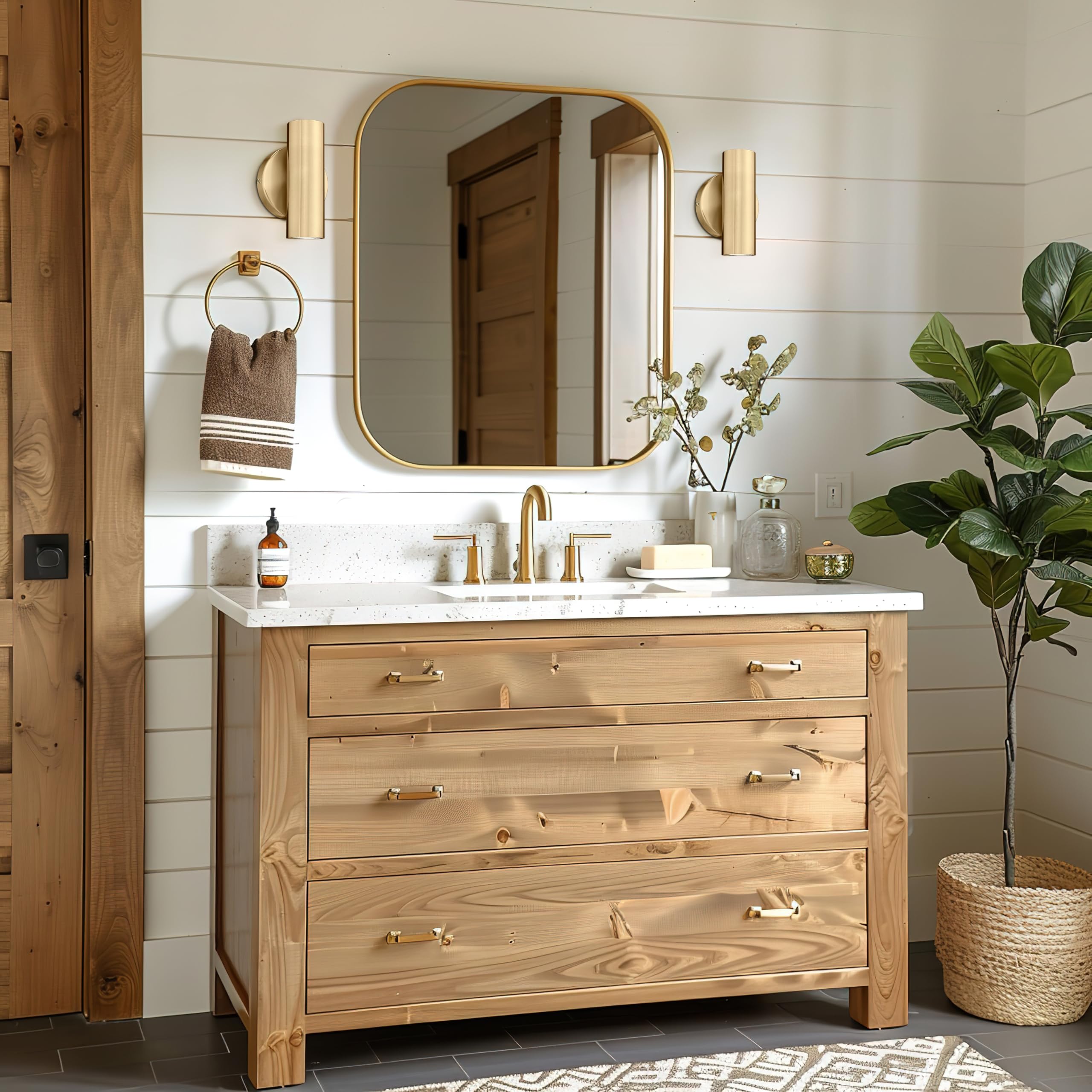 Cargifak 2-Light Wall Light, Brass Gold Wall Sconce, Indoor Up And Down Wall Lamp For Bedroom Bathroom Stair Entryway (2 Pack),