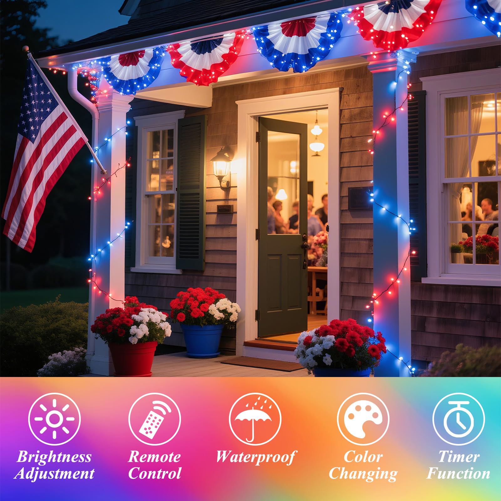 Lovhigh-standard 164Ft Christmas Lights Outdoor  35 Colors Changing 500 Led String Lights Green Wire Remote Timer  Waterproof Halloween Light For Indoor Outdoor Holiday Party Xmas Tree Wedding Decor