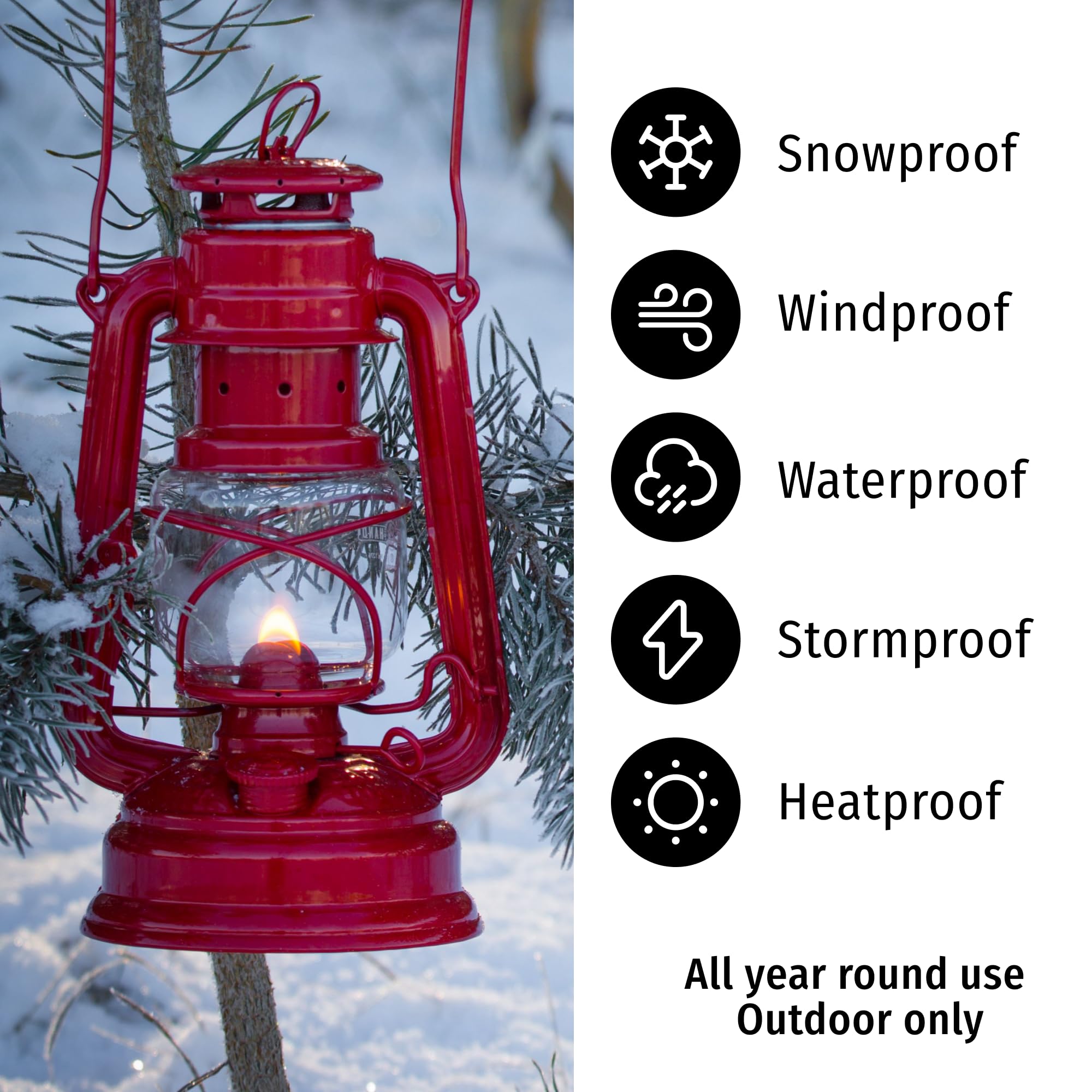 Feuerhand Kerosene Lantern, Weather Resistant, 10 Inches, Ruby Red, Model 8219647
