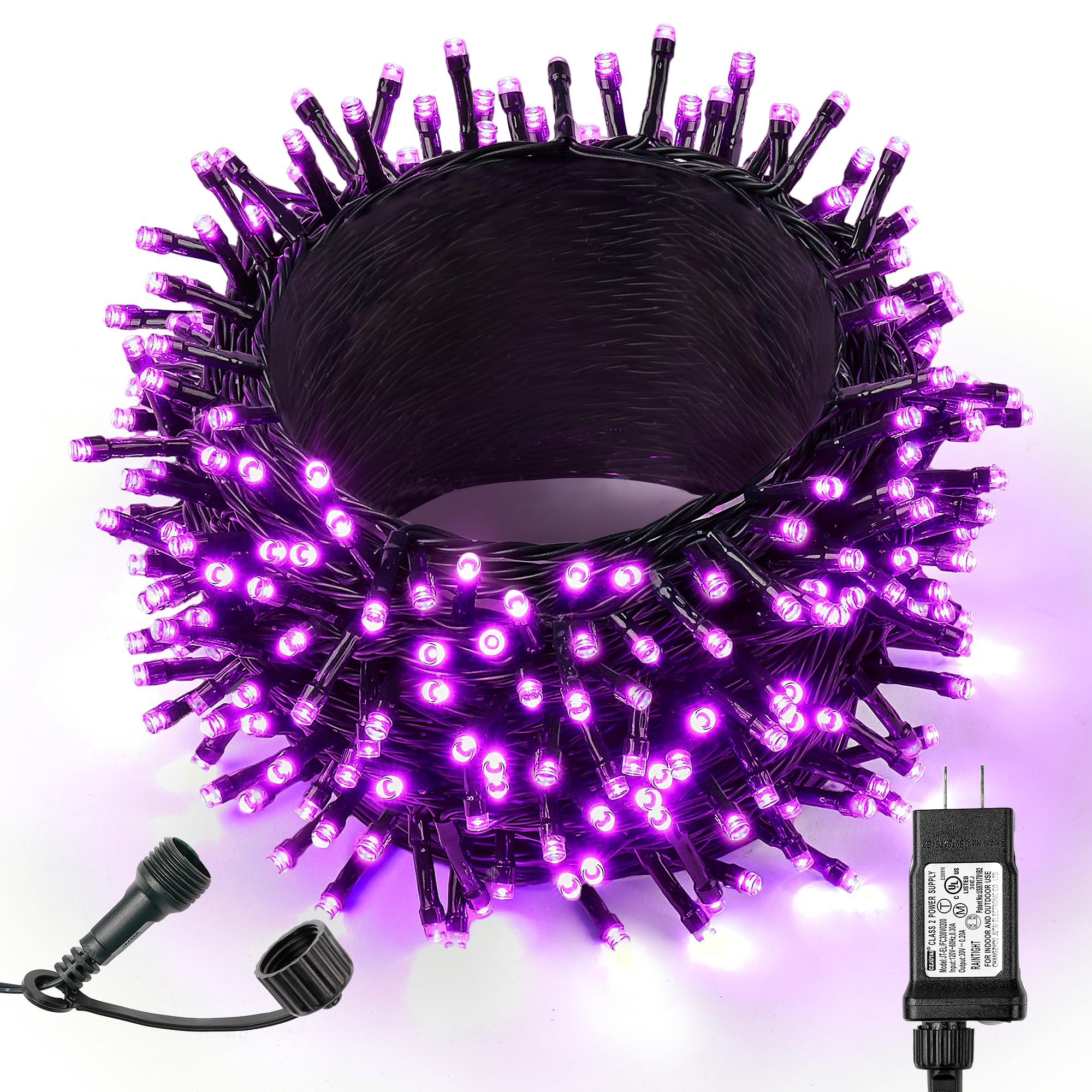 Wbao Halloween Lights 300Led 108Ft  Super Bright Led String Lights With Ul Certified  8 Lighting Modes  Timer  Connectable  Memory & Waterproof For Indoor Outdoor Halloween Decorations  Purple