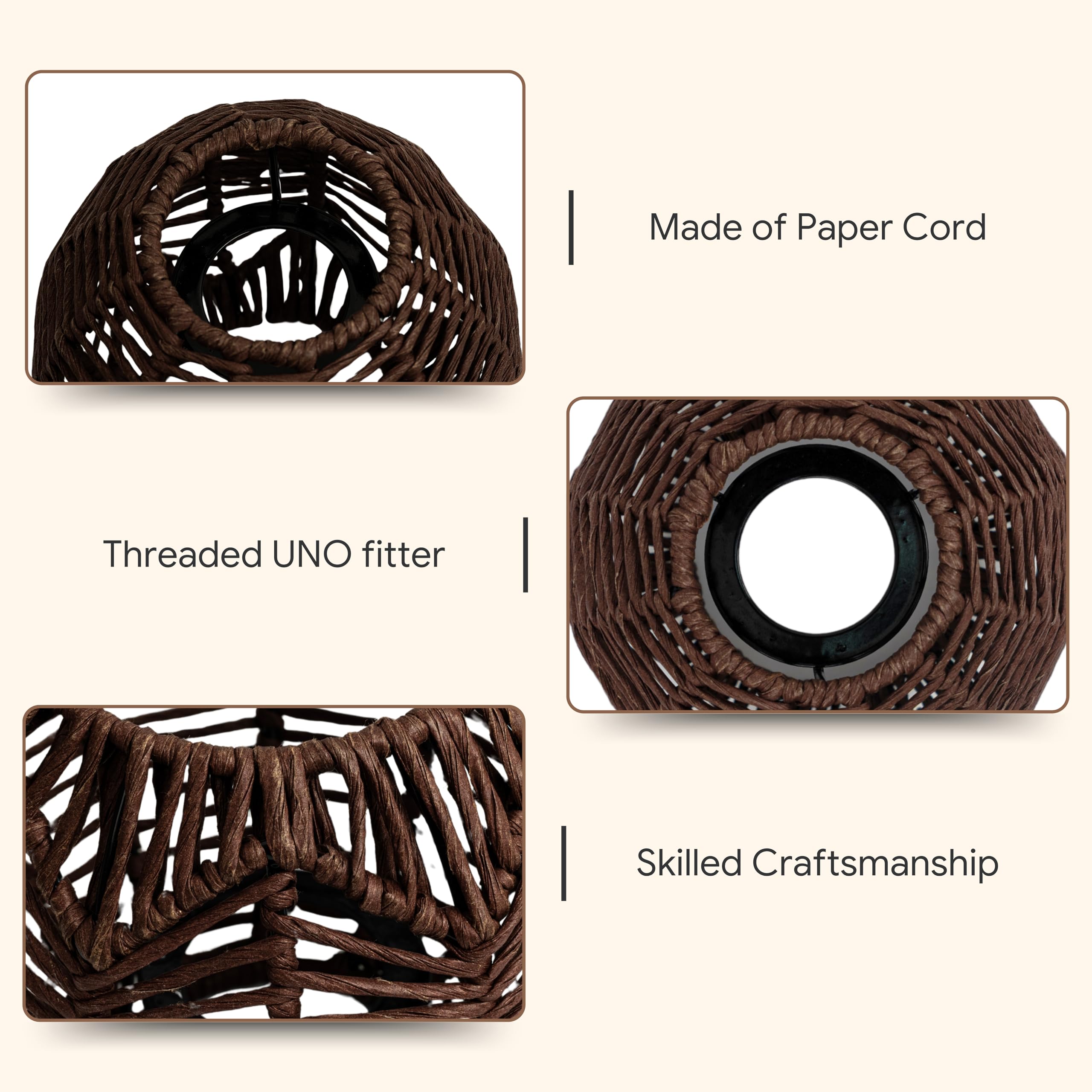 Farmhouse Paper Rope Small Lamp Shades For Table Lamps, Wicker Pendant Light Shade Replacement, Rustic Light Fixture Cover, Wove