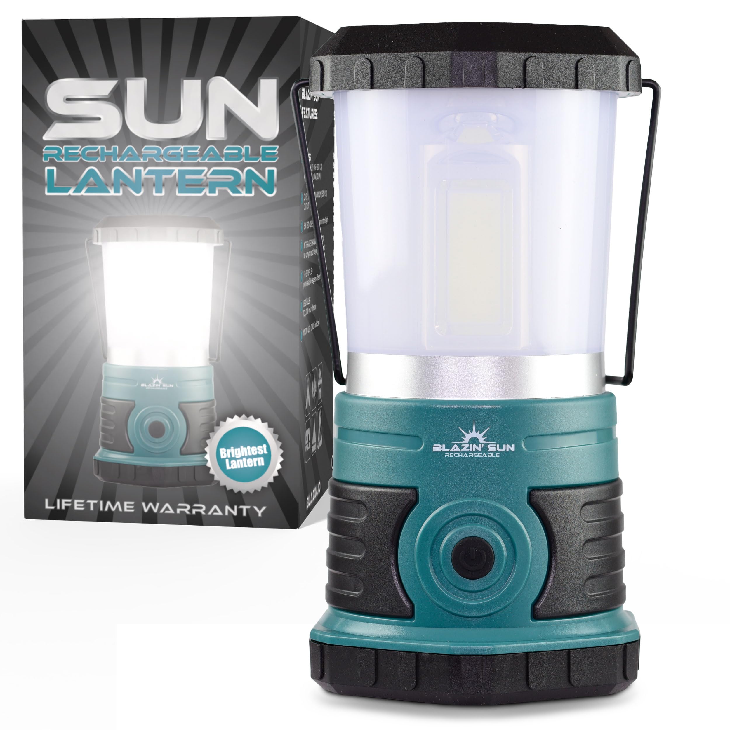 Blazin Sun 1500 Lumen Rechargeable LED Lantern - 4000mAh, 4 Modes, Frosted Top, Ideal for Camping, Emergency, Power Outages