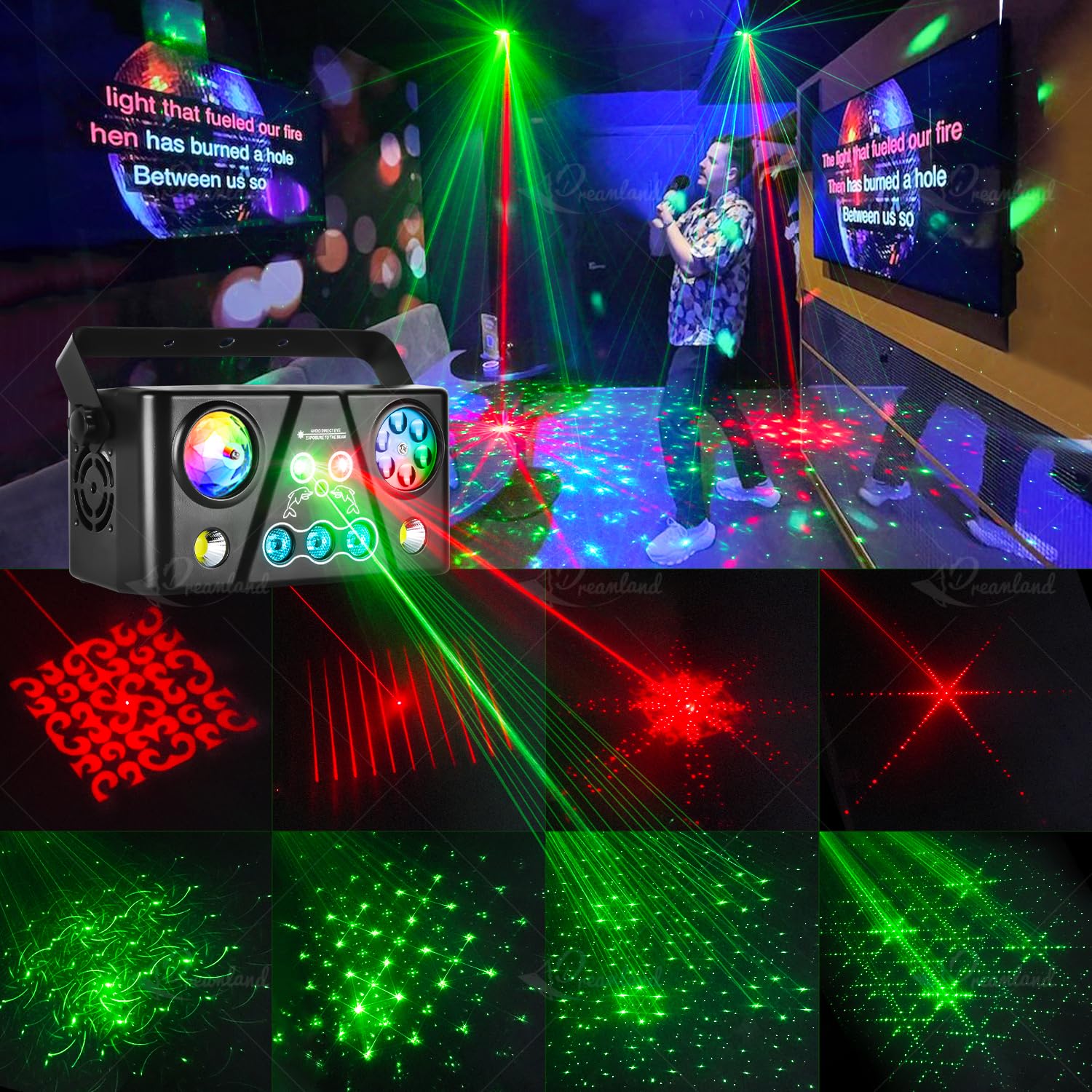 Dreamland Disco Light, Sound Activated DJ Light with Remote Control, Model BL-01, 5 in 1 Strobe for Parties and KTV