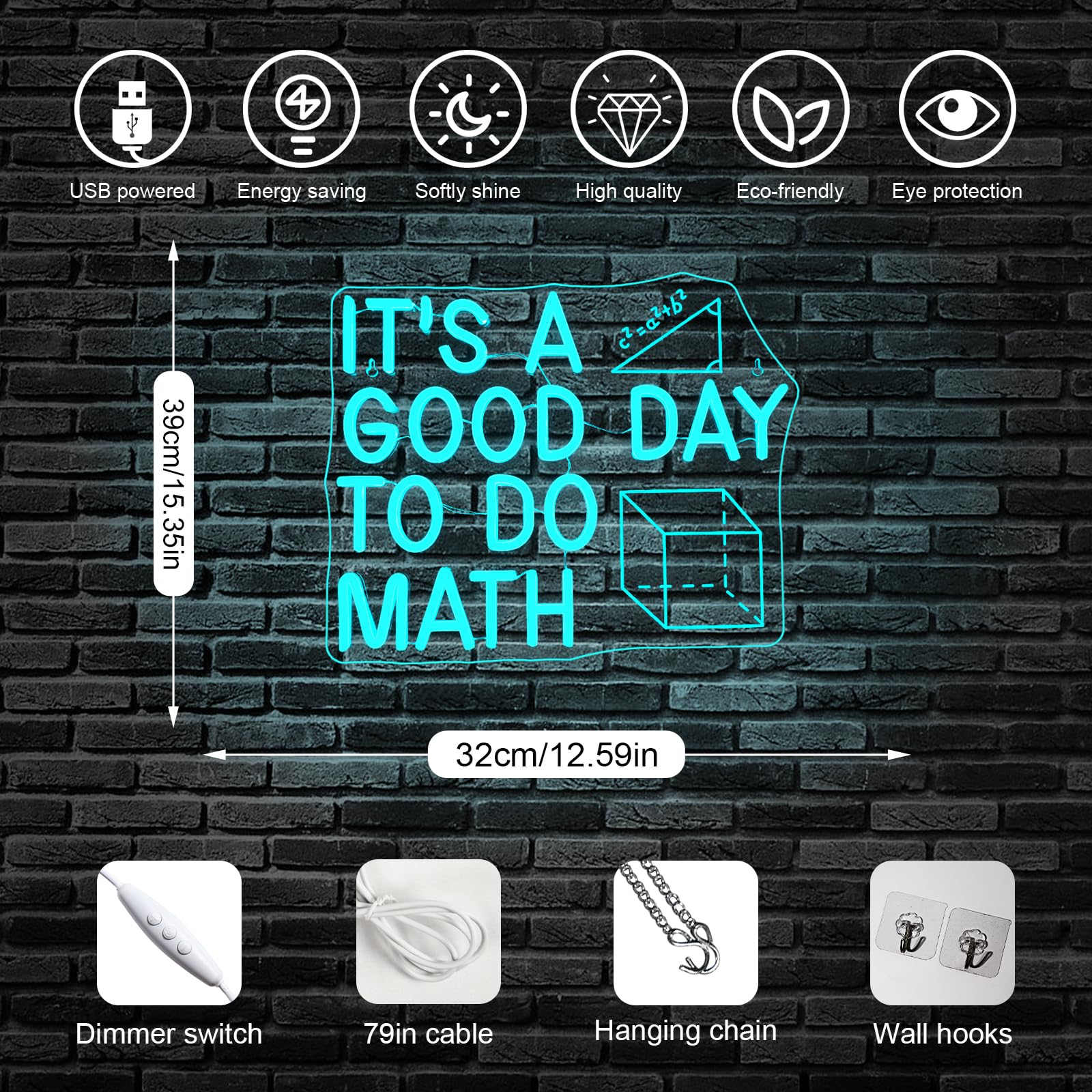 Horseneon ItS A Good Day To Do Math Neon Sign Colorful Led Wall Decor For Classroom Math Teacher Gift Home Office Or Study Room Fun And Inspirational Math-Themed Neon Light
