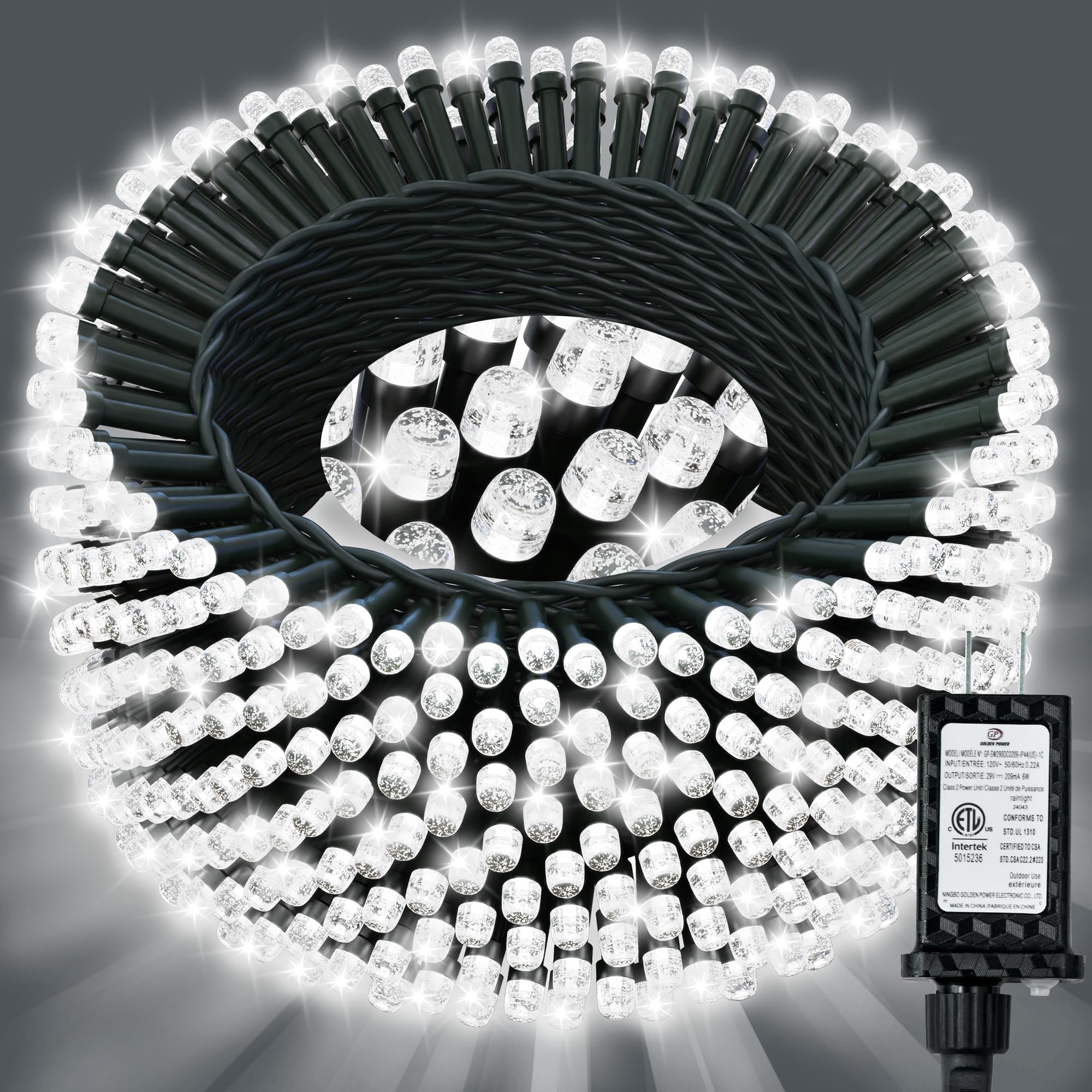 JACKYLED Outdoor String Lights Waterproof, 178FT 500 LED Plug in Christmas Light with 8 Modes, Fairy String Lights for Xmas Tree