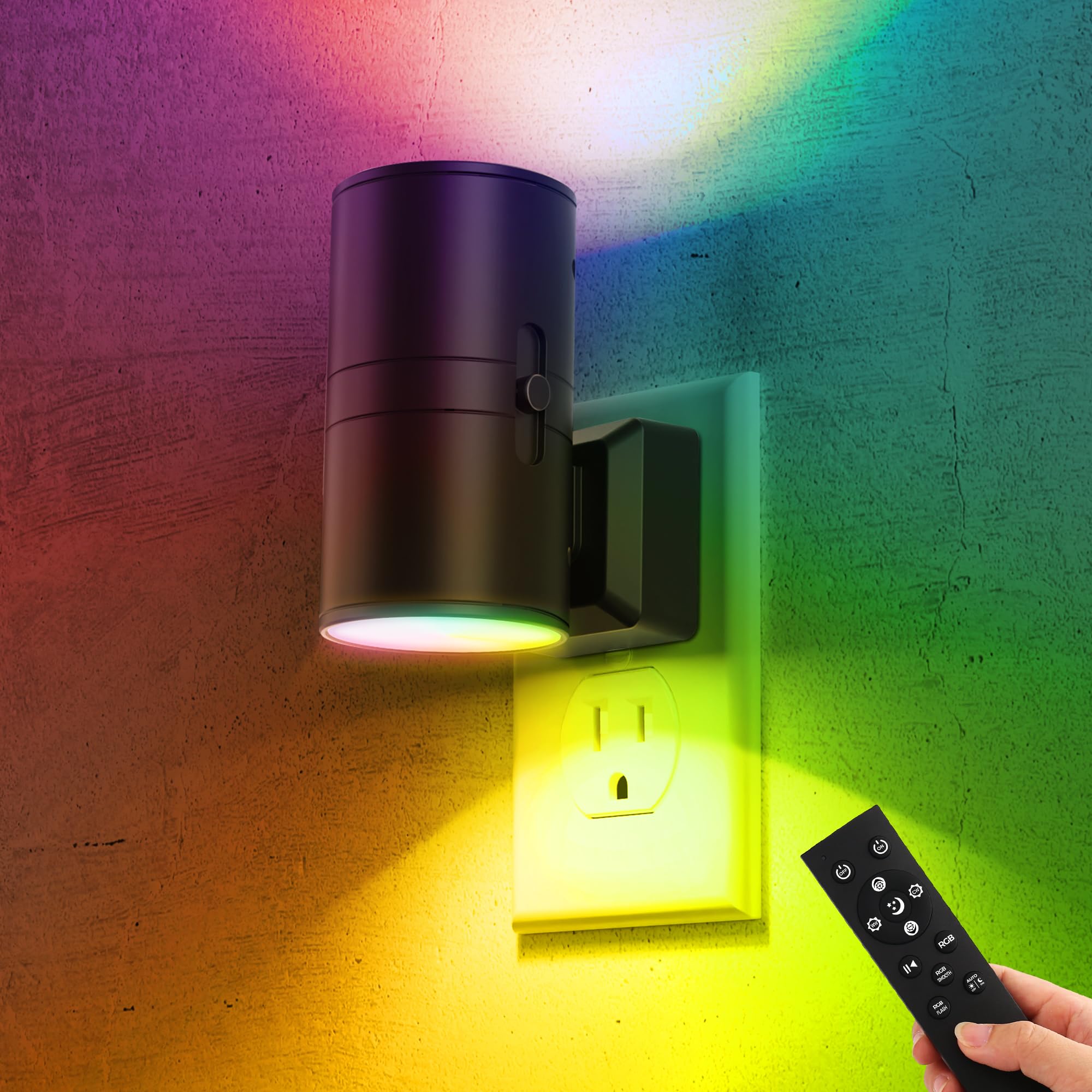 Briignite Night Light with Remote Control, 11-Color Changing, 3000K-6000K LED, Adjustable Brightness, 1 Pack, Black