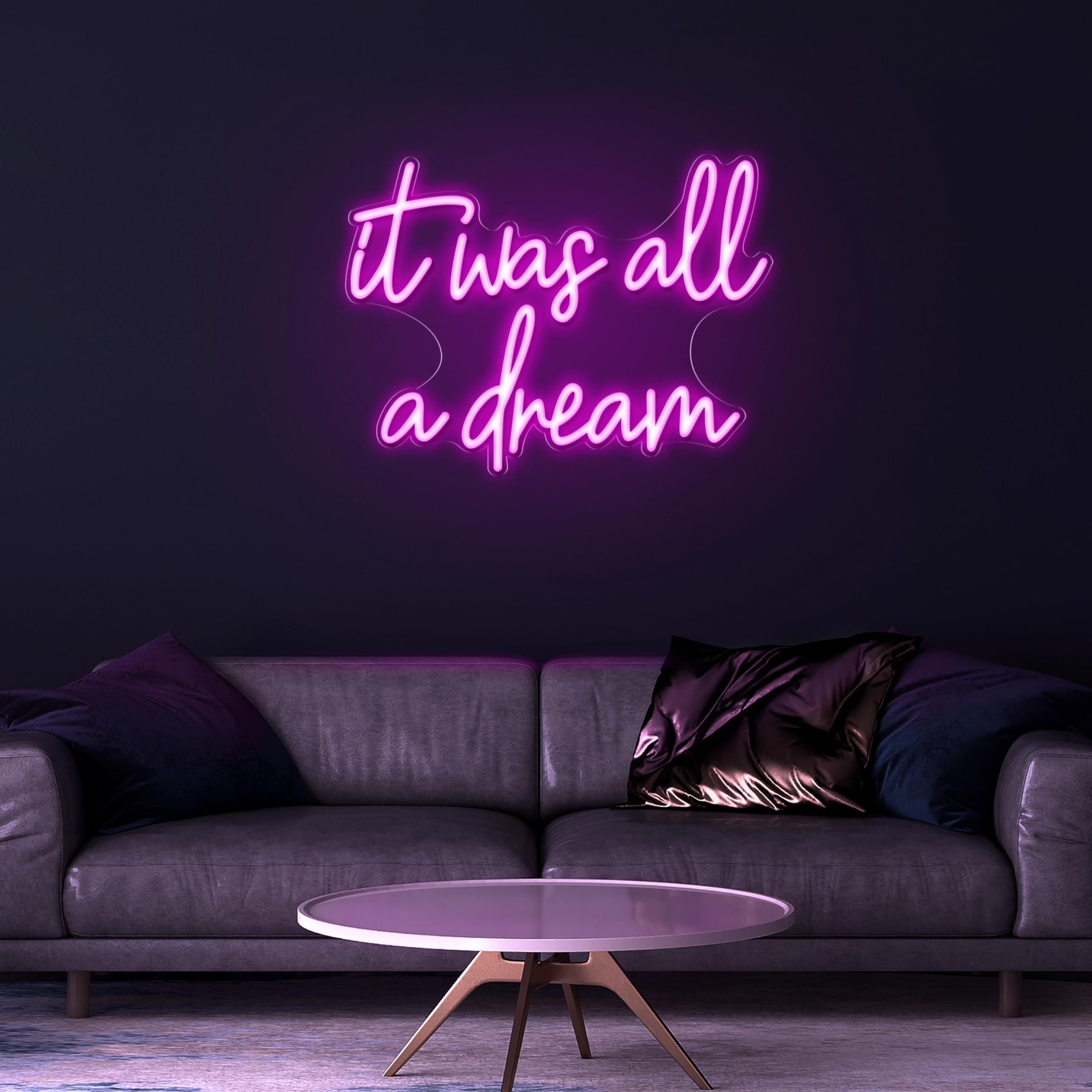 Kavaas Neon Light Sign - "It Was All A Dream" - 16.5" x 12.5", Pink - Aesthetic Decor for Bedroom, Party, Bar, Salon, Bathroom