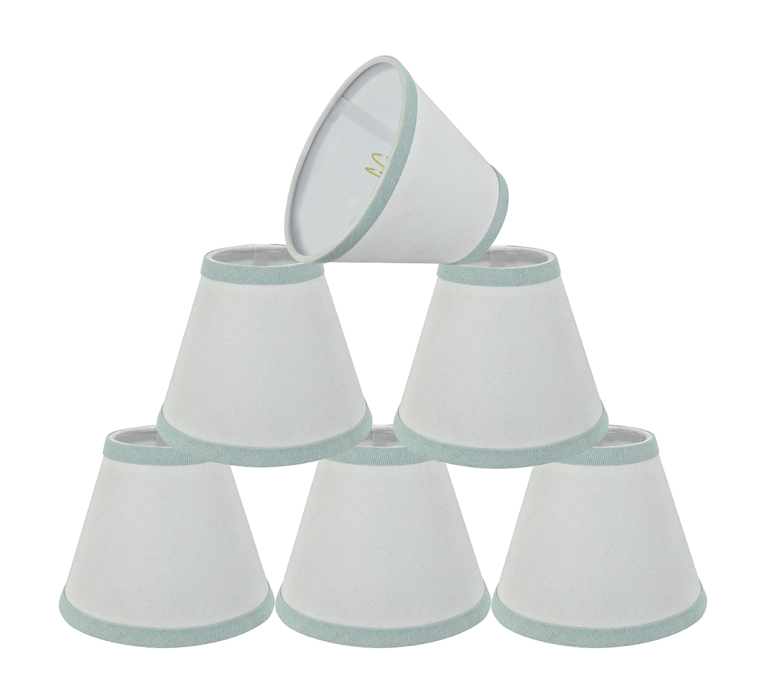 Aspen Creative 32044-6A  Hardback Empire Clip-On Chandelier Lamp Shade  White  3 Top x 6 Bottom x 5 Slant Height  Set of 6