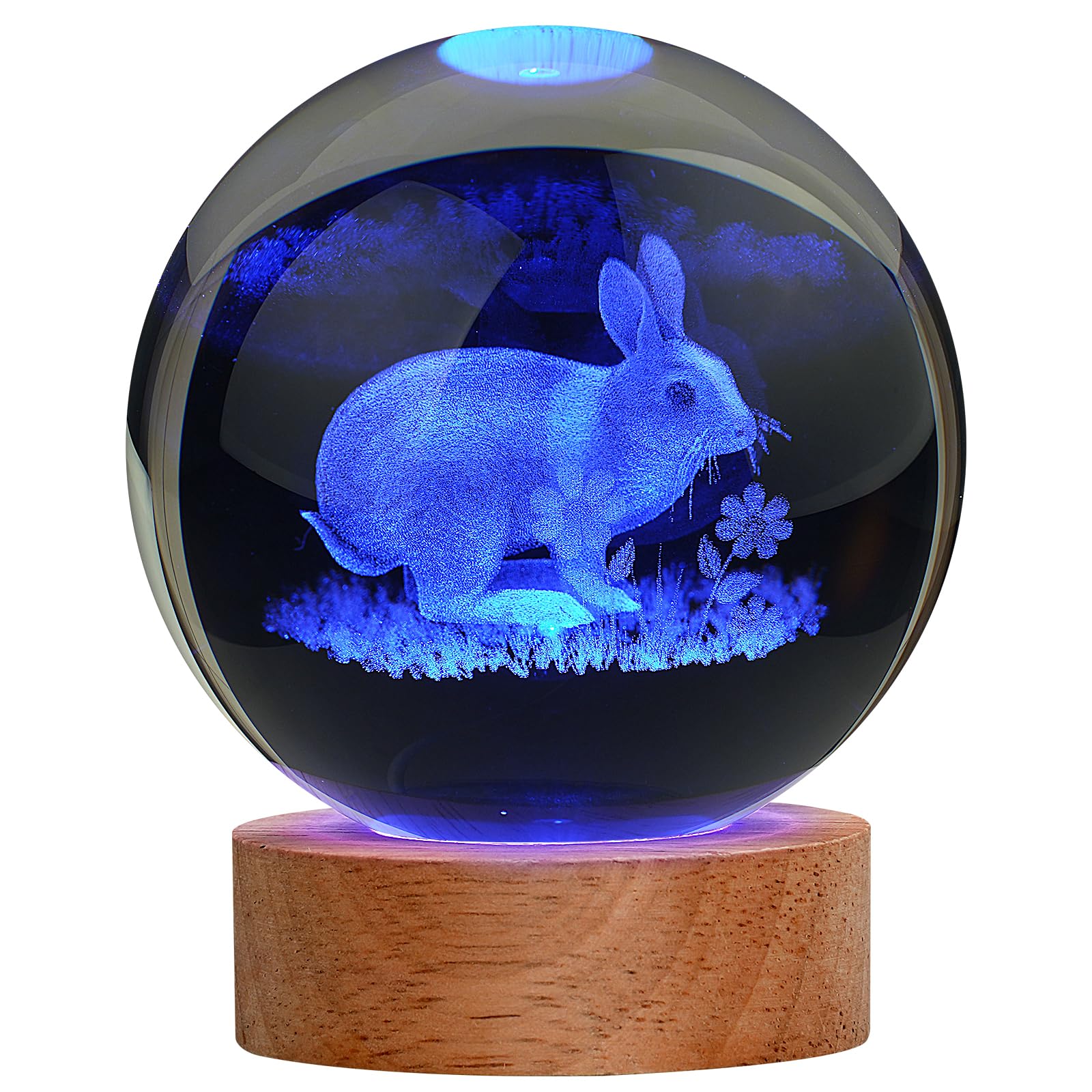 JANARARY 3D Bunny Night Light, Crystal Rabbit Lamp, 16 Color Changing, Remote Control, Bedroom Decor, Bunny with Flower