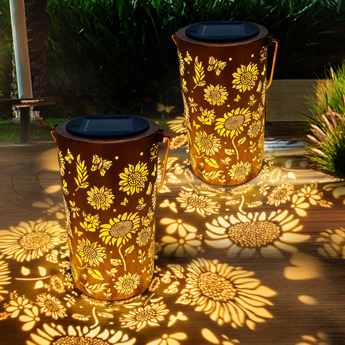 Anytalk 2Pack Sunflower Solar Lanterns Outdoor Waterproof, Birthday Gifts For Women Mom Grandma, Hanging Solar Lights For Yard,