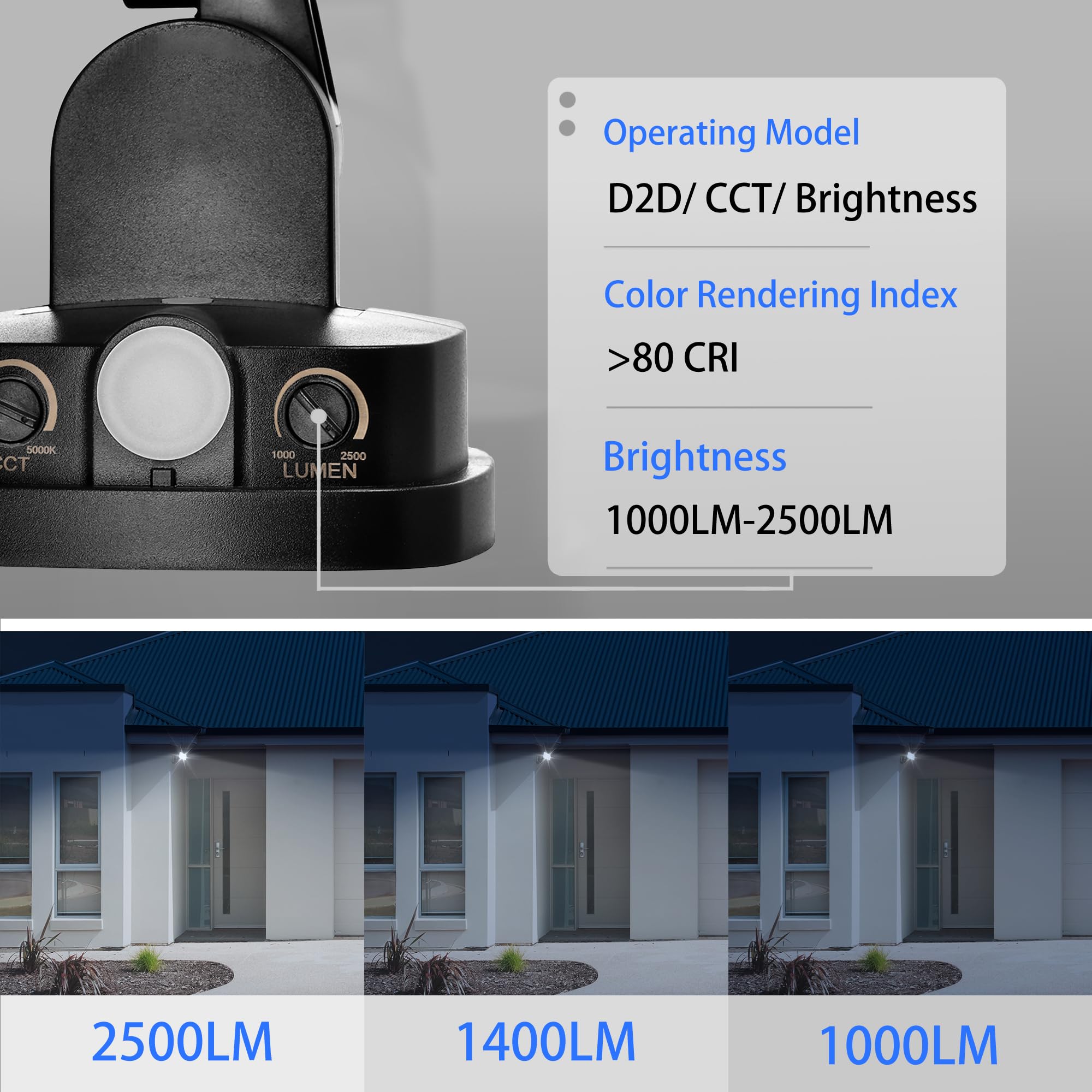 Awsens 26W Flood Lights Outdoor, Cct Integrated Led Security Light Fixture, 1 Head Exterior Led Outdoor Light With Dusk To Dawn
