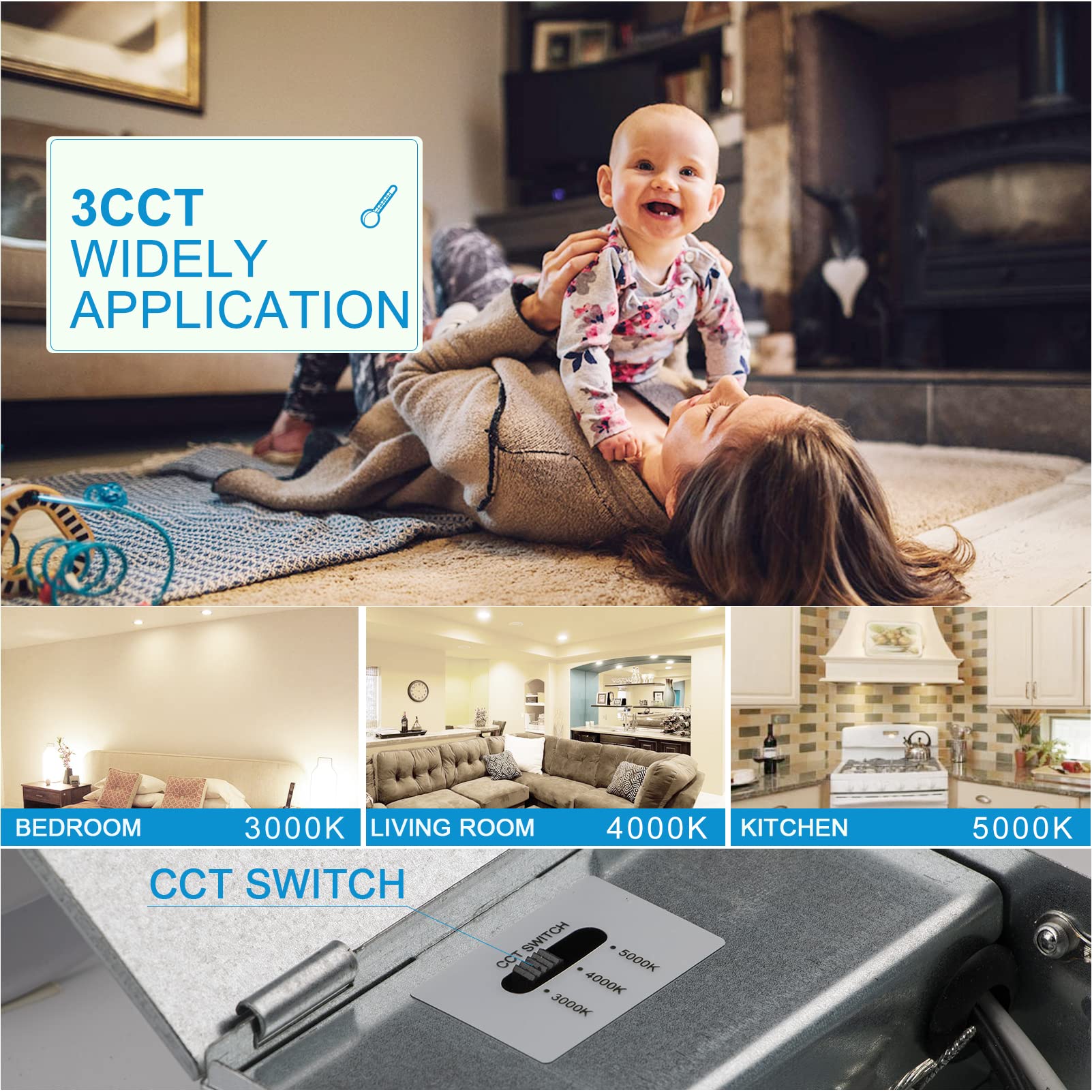 Lightdot 6 Pack Led Recessed Lighting 6 Inch Cri90 3Cct 3000K/4000K/5000K Led Can Lights Dimmable Resseced Light Fixtures Can-Killer Downlight Ceiling Light, 1200Lm Brightness Slim Pot Canless-Ic Rate