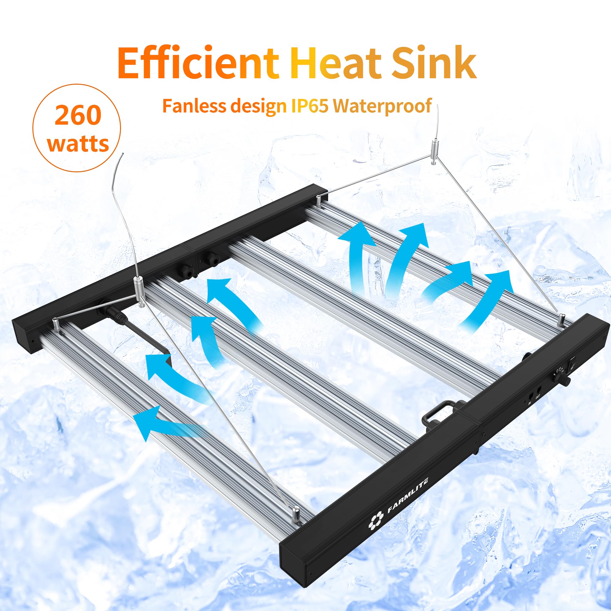 Farmlite Grow Light Led Grow Lights For Indoor Plants Full Spectrum Growing Light Plant Hanging Growing Lamps Seedling Daisy Chain Dimmable Board 4X4Ft Coverage (260Watts)