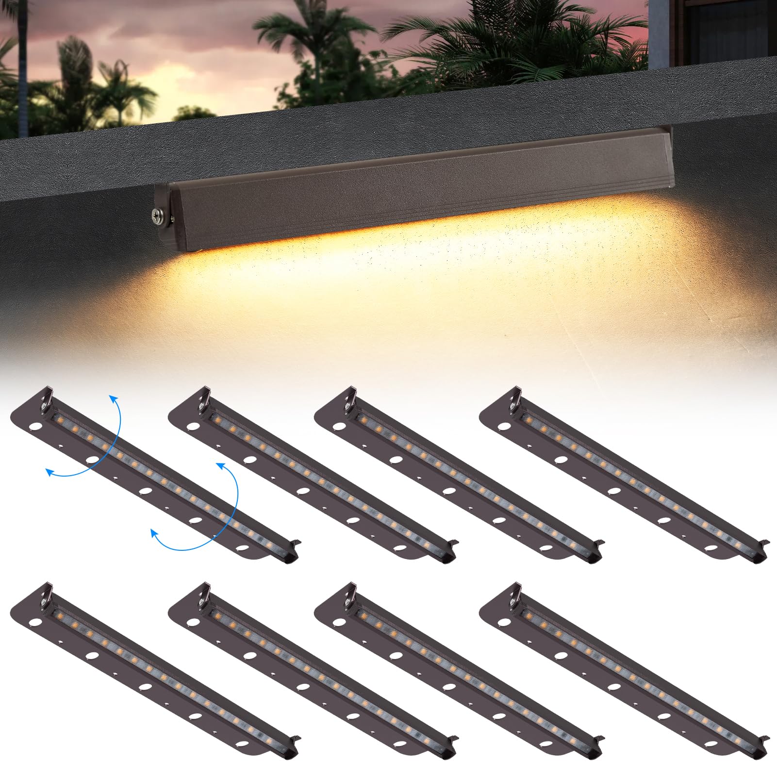 Kwinmyso 8-Packs 5W 12 Inch Led Hardscape Paver Lighting,12V Ac/Dc Low Voltage Retaining Wall Lights,Led Landscape Lighting,2700K Soft White Outdoor Step Light,50,000 Hours Lifespan