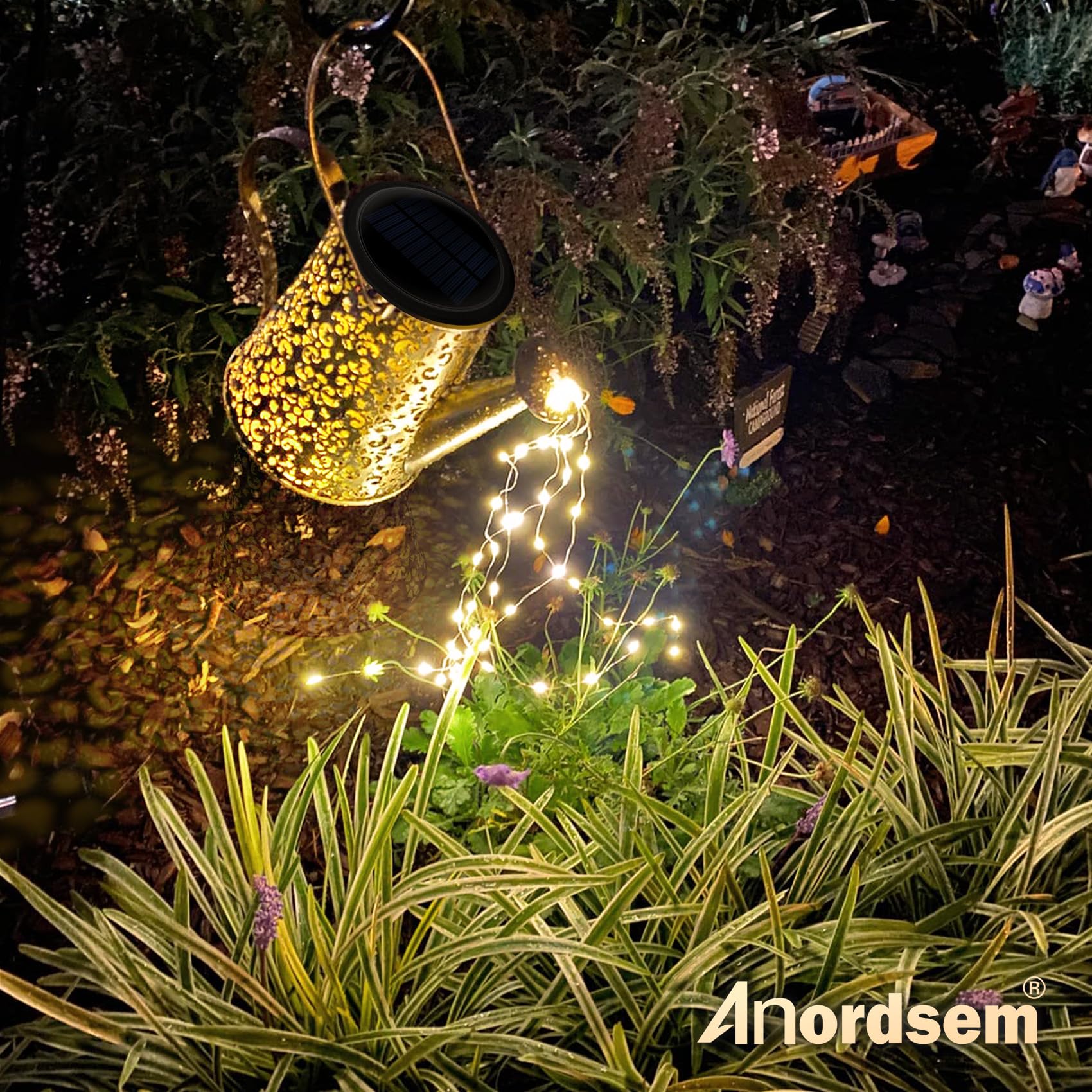 Anordsem Solar Watering Can Lights: Garden Light Waterproof Outdoor Yard Decoration - Fairy Lantern Hanging For Patio Proch Deco
