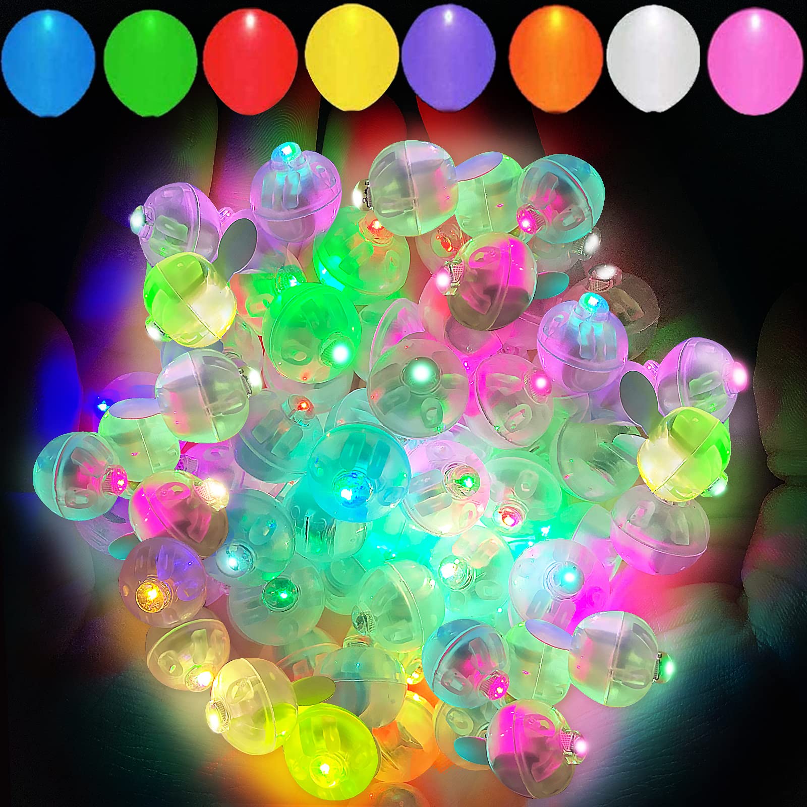 Aogist Multicolor Balloon Lights, Waterproof Mini LED Flash Lamp, 100 PCS, Model 2, for Party, Wedding, Birthday, Festival, Christmas