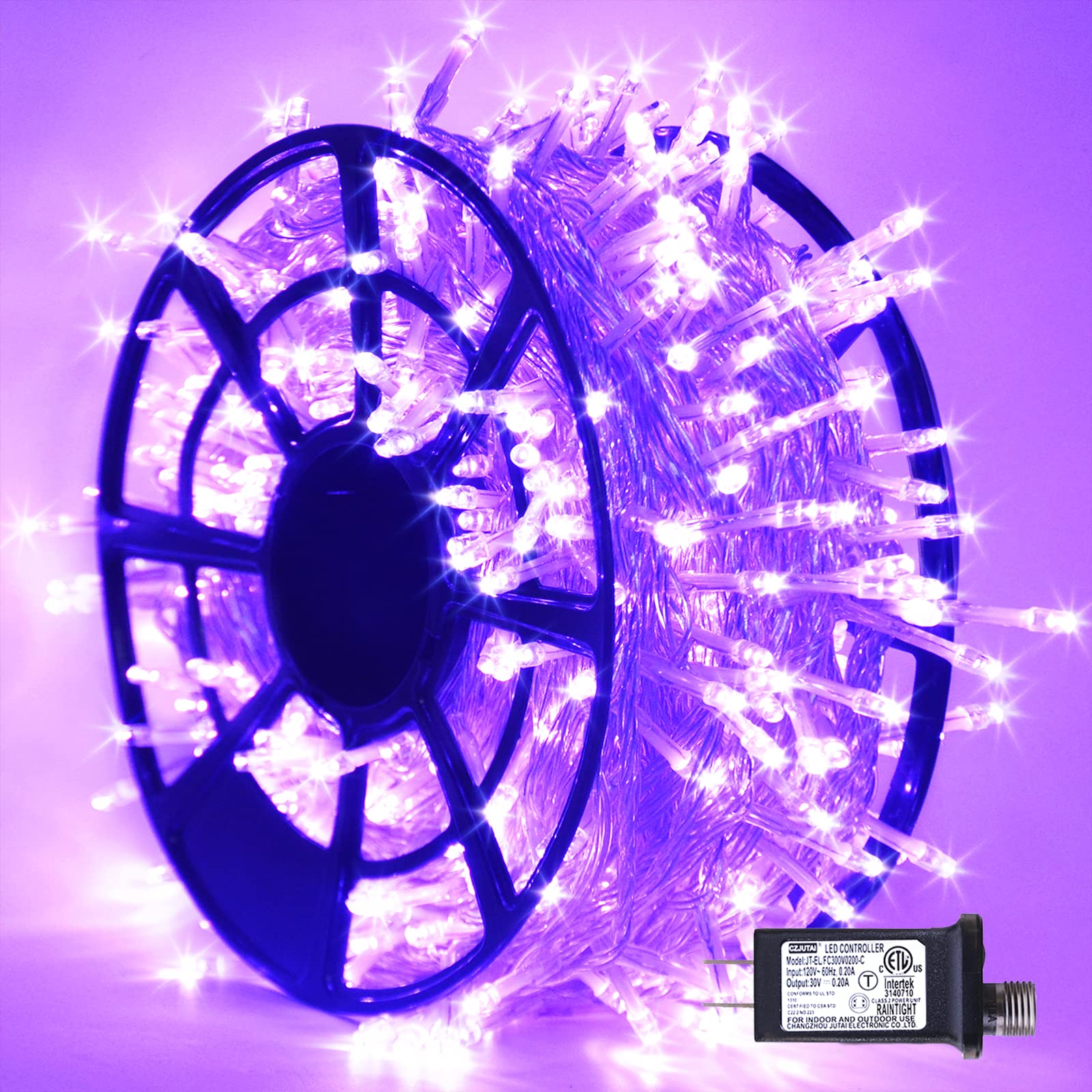 JMEXSUSS 600 LED Purple Christmas Lights, 168ft Indoor/Outdoor String Lights, 8 Modes, Copper Wire, Model EXS-S-0600