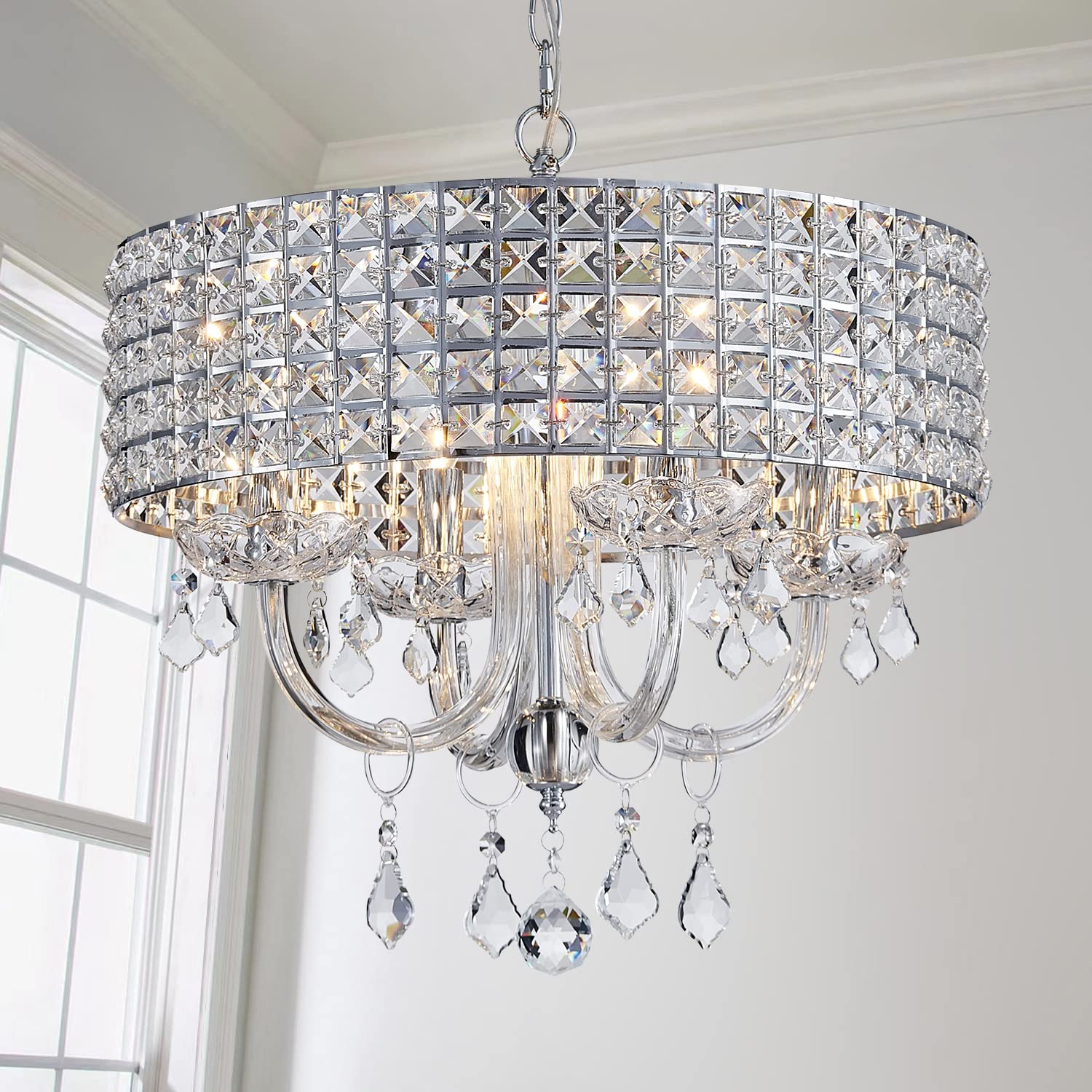Saint Mossi 4-Lights K9 Crystal Chandelier Modern Chandelier Light Fixture, Crystal Pendant Light Fixture Modern Ceiling Light F