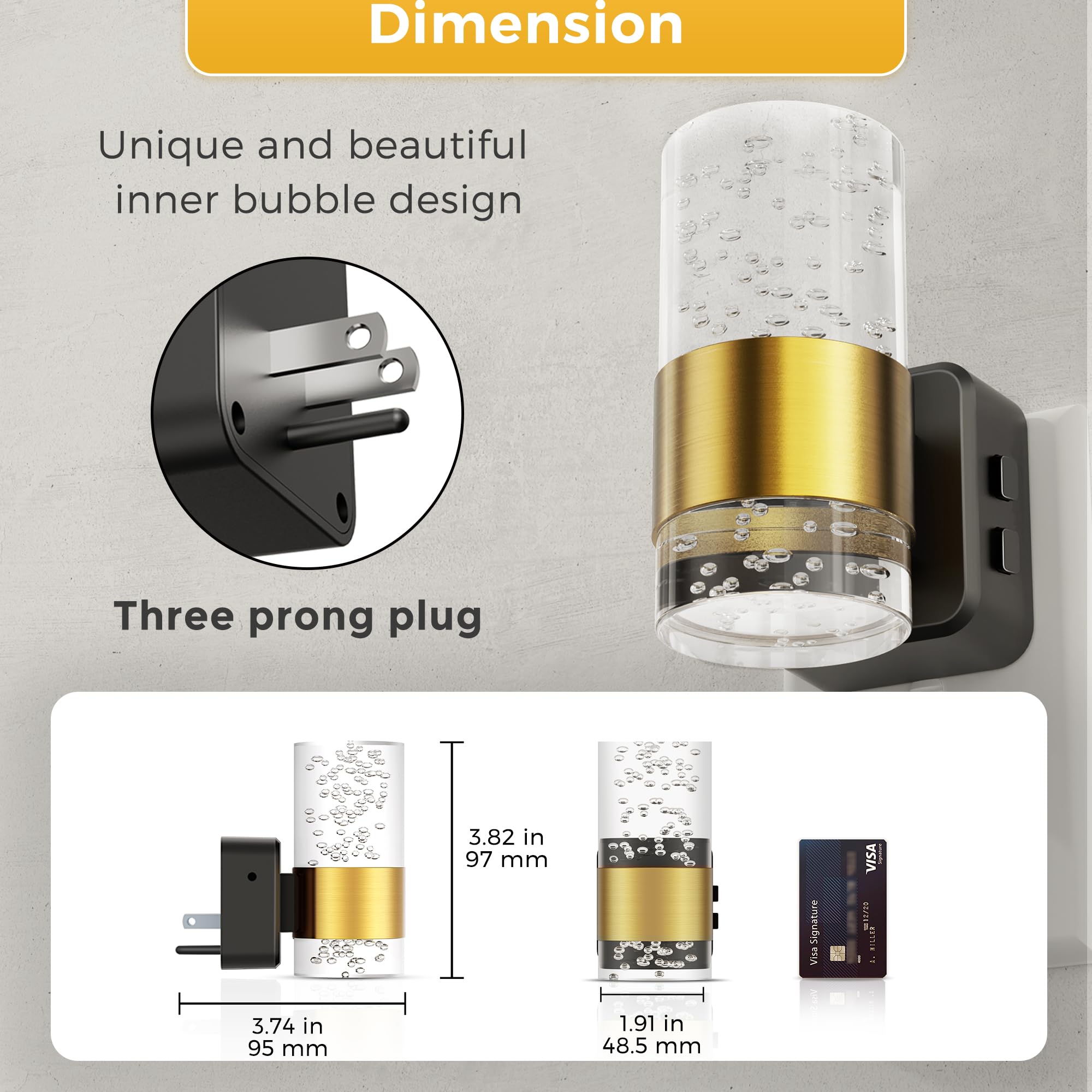 Night Lights Plug Into Wall 2 Pack, Dimmable Night Light With Dusk-To-Dawn Light Sensor, Soft White/Cool White/Amber 3 Light Col