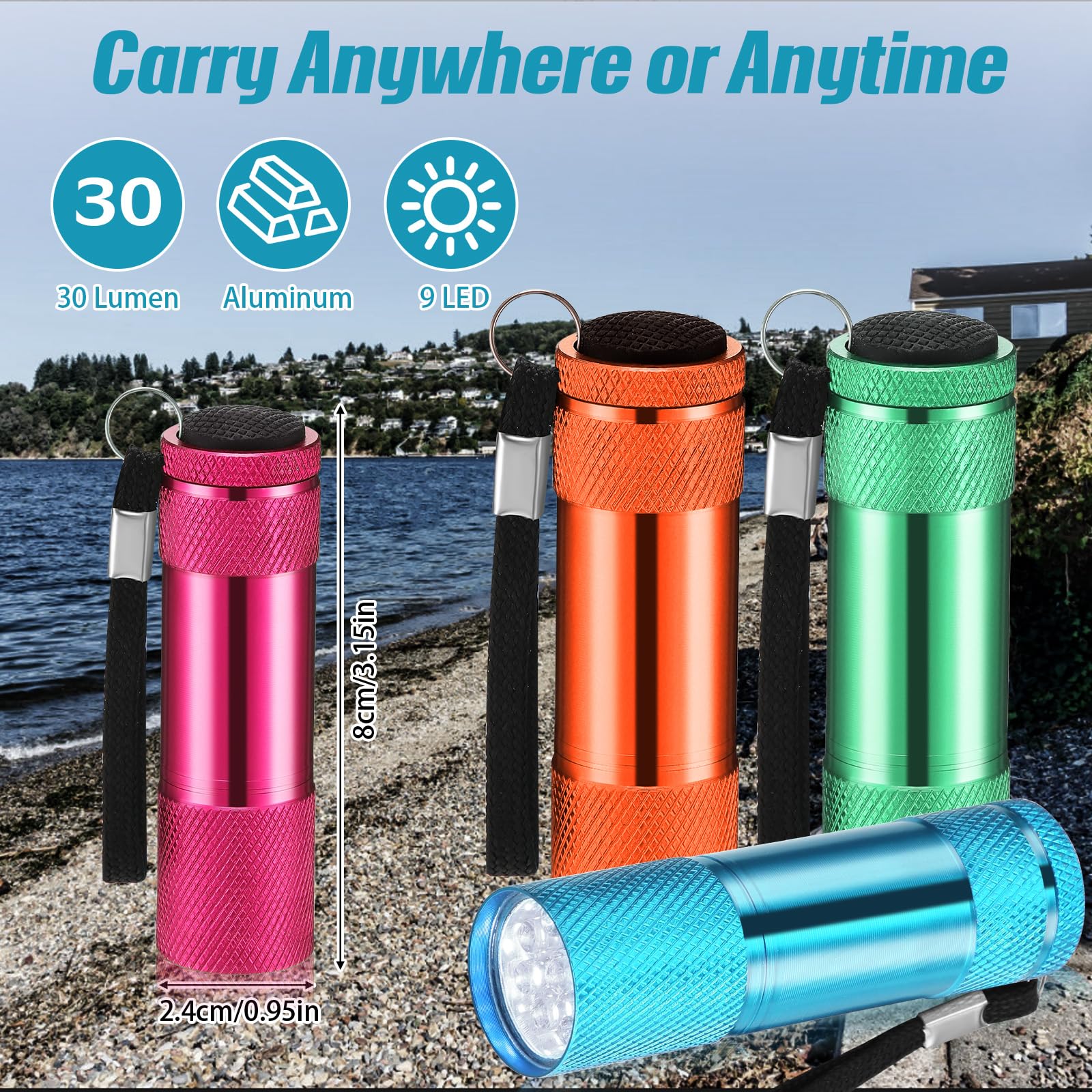 VIHOSE Mini Flashlights Bulk, 20 Pcs Aluminum Handheld LED Lights, Cute Color, Ideal for Kids, Night Reading, Camping, Hiking