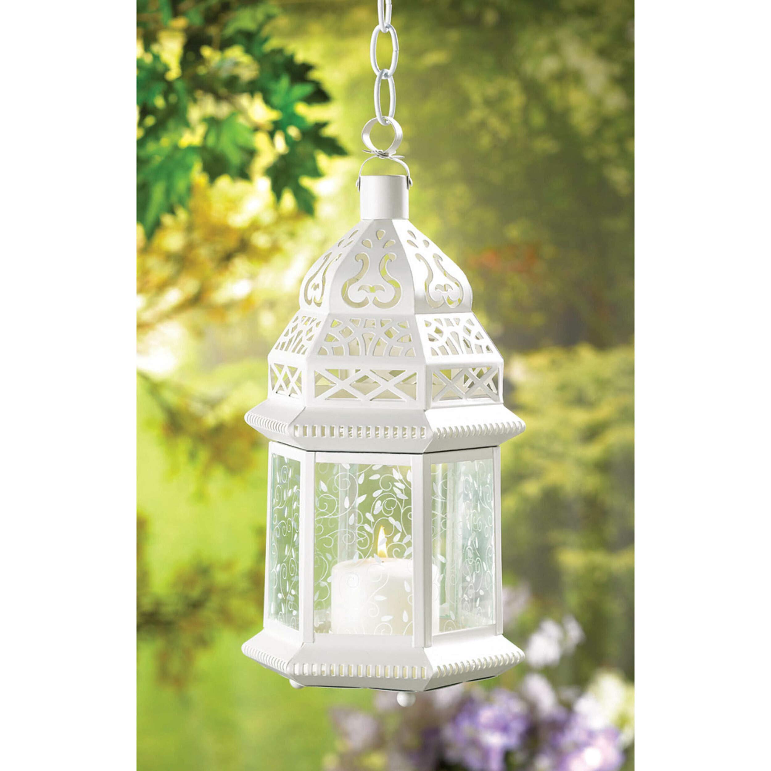 Zingz & Thingz 57070948 Large White Moroccan Candle Lantern