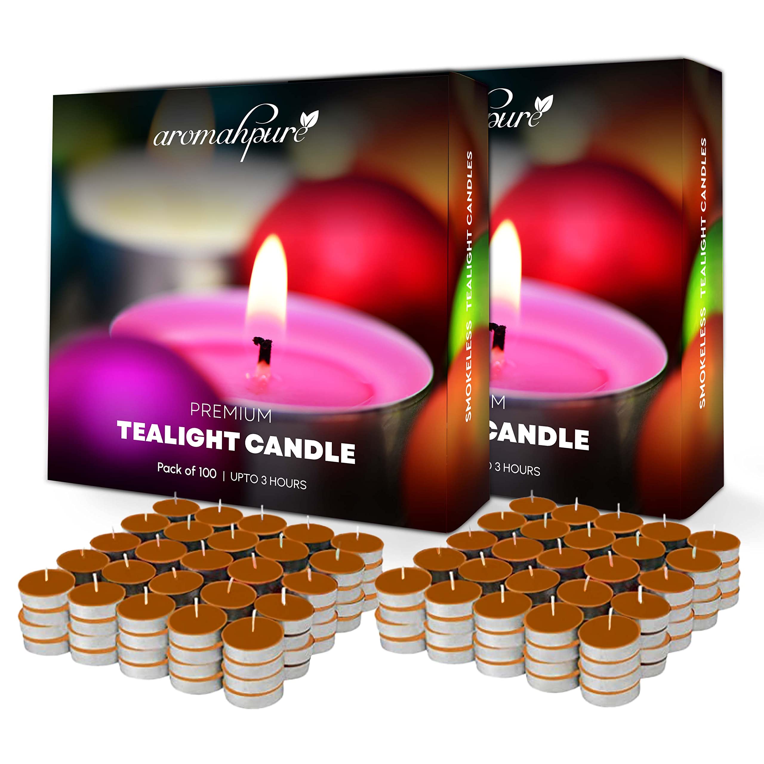 Aromahpure Scented Decorative Tealight Candles | Wax Tealight Candle | 10 gm, 200 Pcs | Vanilla Fantasy Smokeless Candles | 3 Ho