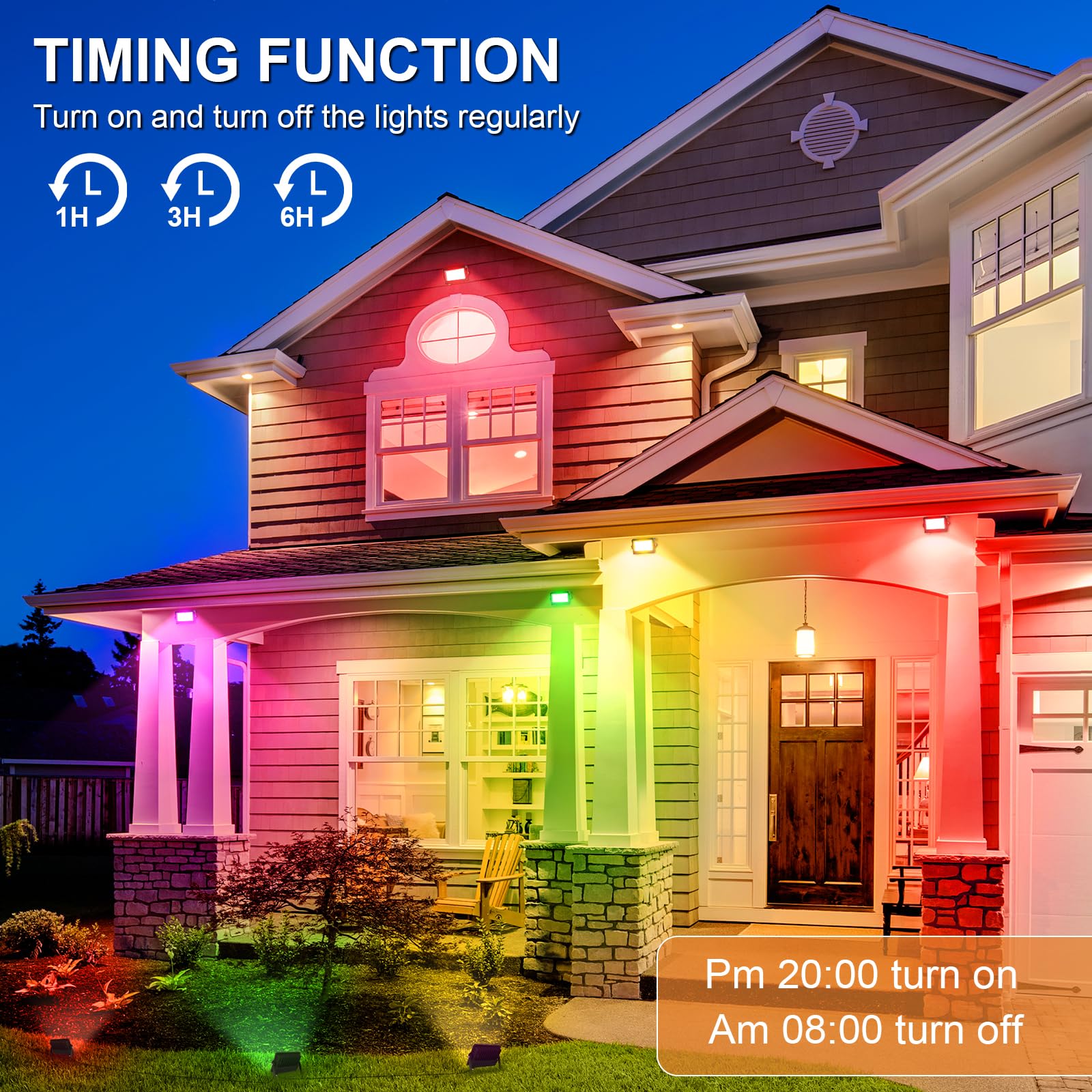 Yayza! Rgbw Led Flood Light Outdoor, Color Changing Floodlight App/Remote/Voice Control, Yard Landscape Lighting 6500K Paito Upl
