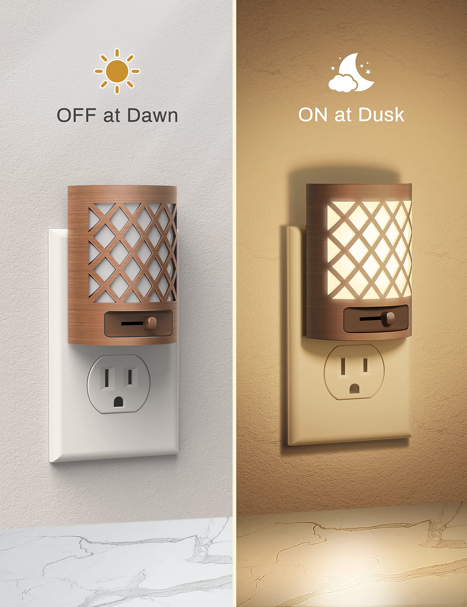 Night Light, Nights Lights Plug Into Wall [2 Pack], Plug In Night-Light, Nightlight, Dusk To Dawn Sensor, Adjustable Brightness