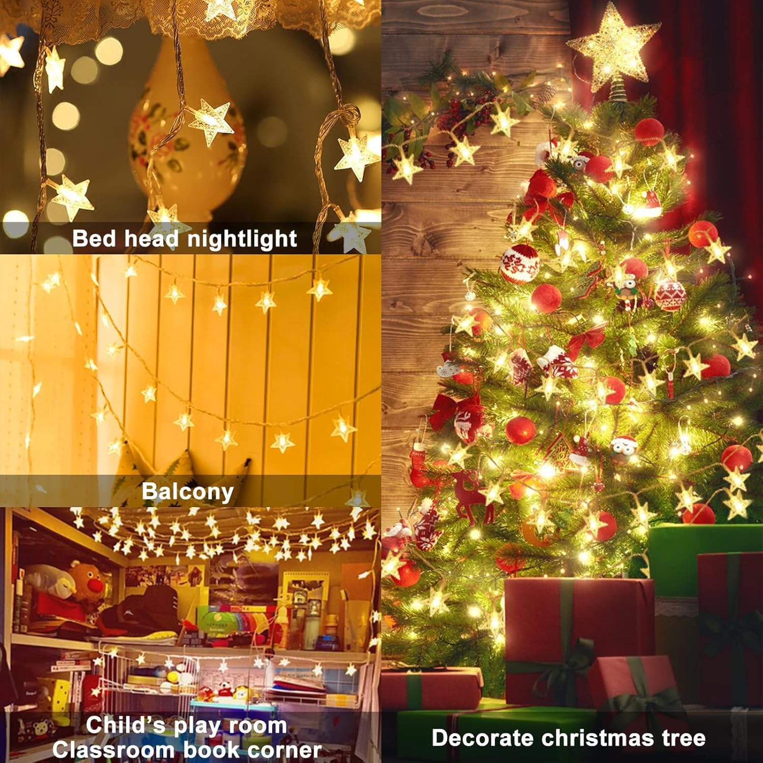 Star String Lights Battery Operated 17Ft 40 Led Star Fairy String Lights  Battery Powered Christmas Lights For Indoor Outdoor Wedding Party Christmas Tree Ramadan Bedroom Patio Decoration Warm White