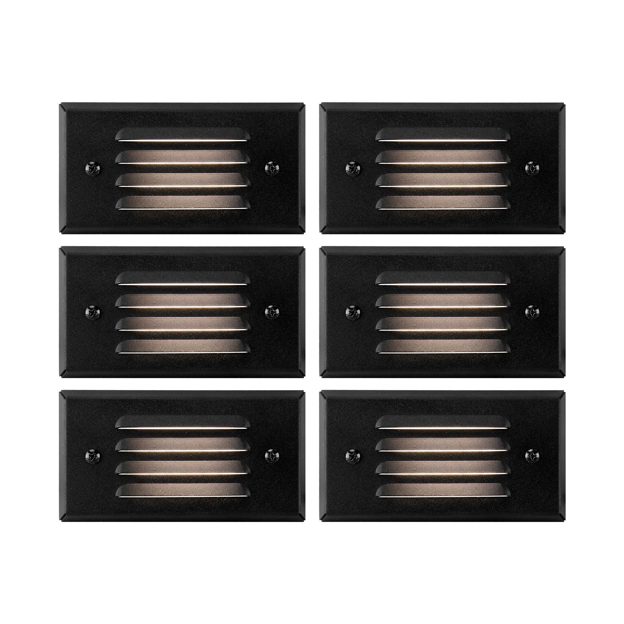 GKOLED 6 Pack Low Voltage LED Stair Light, Surface Mount Outdoor Step Lights with Horizontal Louvered Faceplate for Steps Decks 