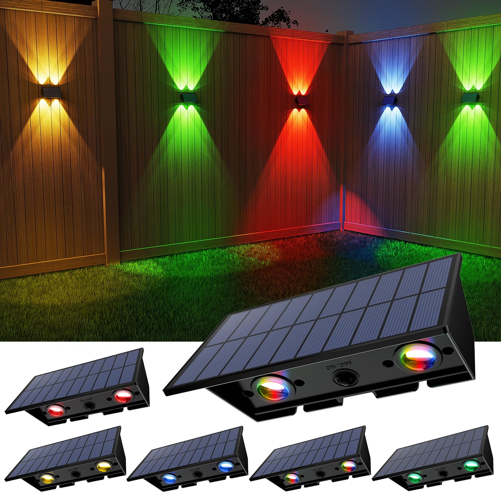 UGDLUCK Solar Wall Lights Outdoor, 6PACK Solar Fence Lights Outdoor Up and Down Waterproof IP54 Solar Light Outdoors for Yard Ga